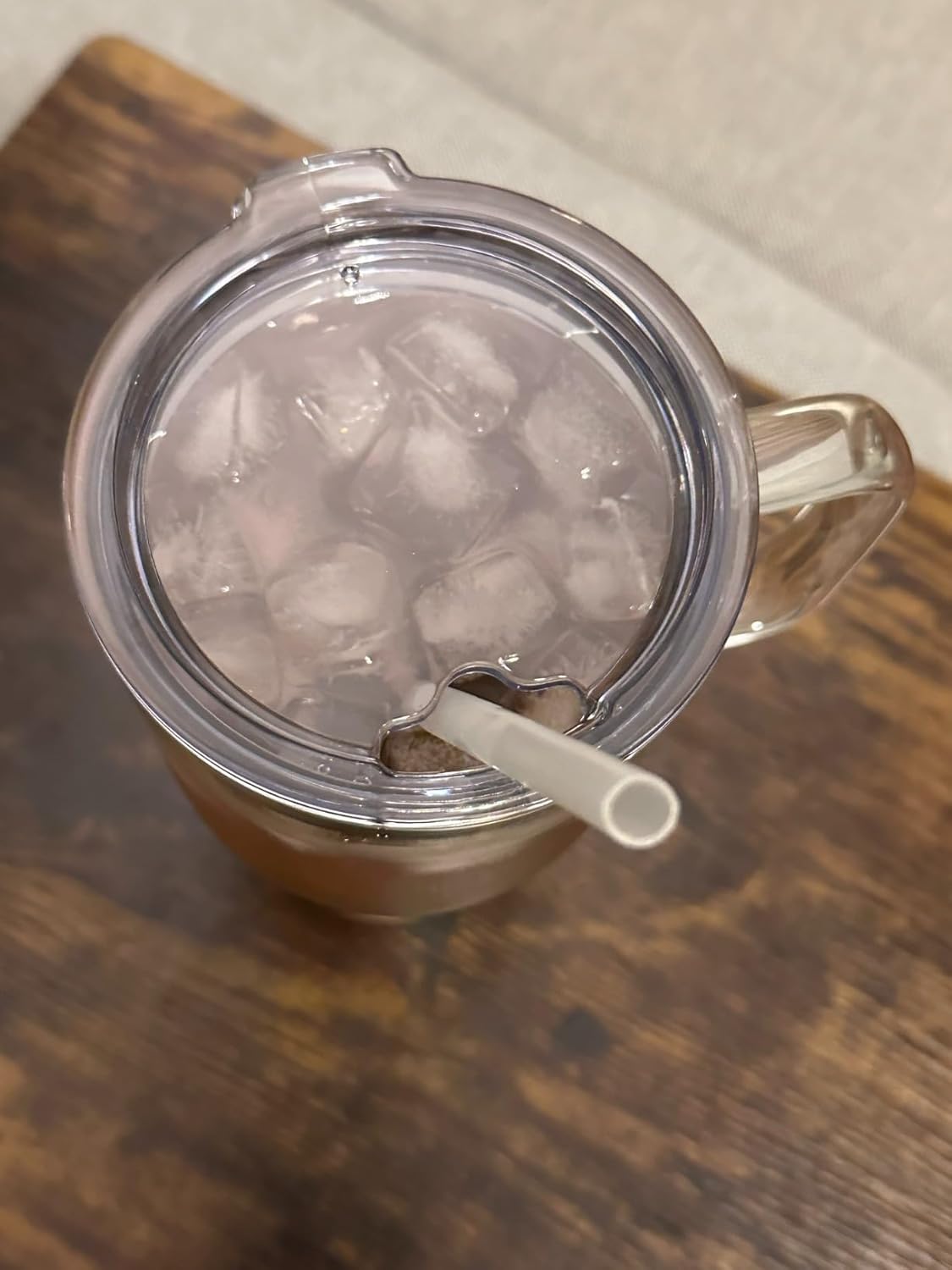 Zukro Zukro Replacement Lid for 32 Glass Tumbler with Handle BPA Free Clear Compatible with Bubble Tea Straw - View 4 of 5