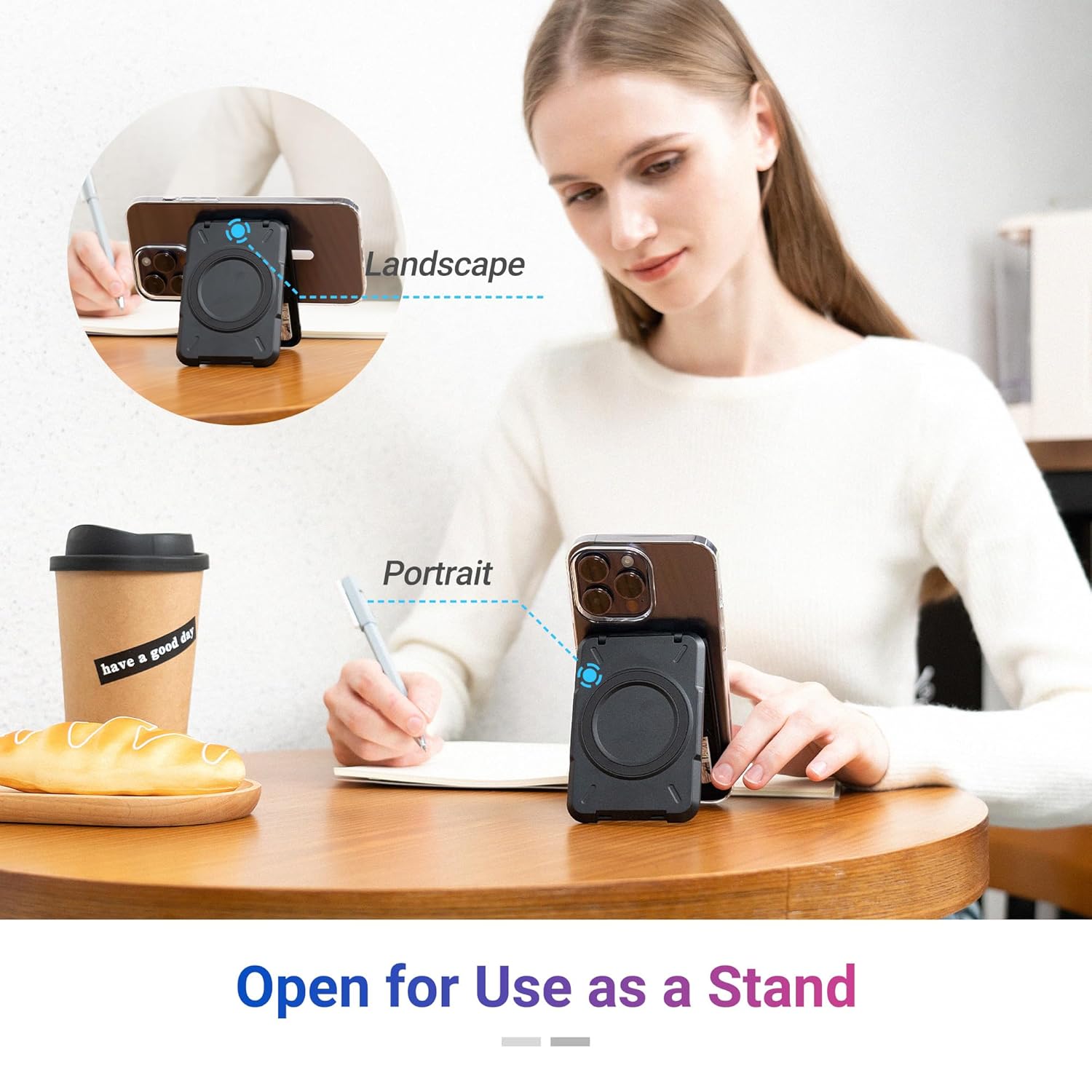 PROfezzion PROfezzion Double Sided Magnetic Phone Wallet RFID Blocking Card Holder for iPhone 16 15 14 13 12 Pro Max Plus MagSafe Compatible - View 5 of 9