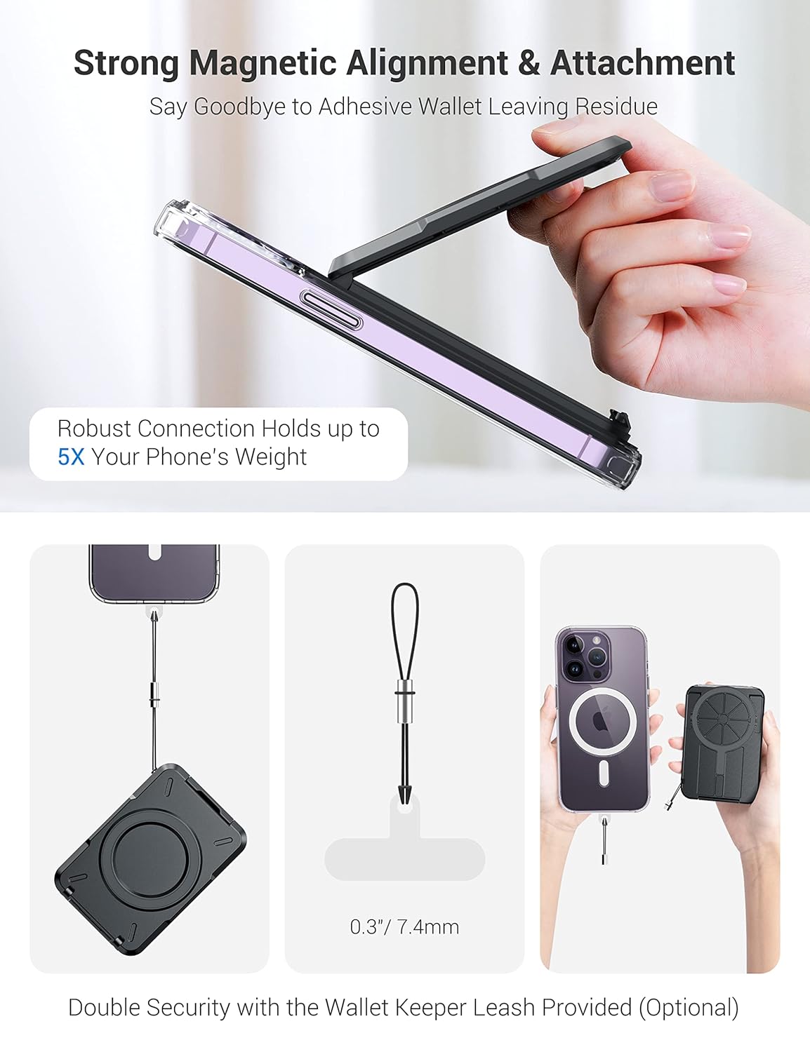 PROfezzion PROfezzion Double Sided Magnetic Phone Wallet RFID Blocking Card Holder for iPhone 16 15 14 13 12 Pro Max Plus MagSafe Compatible - View 9 of 9