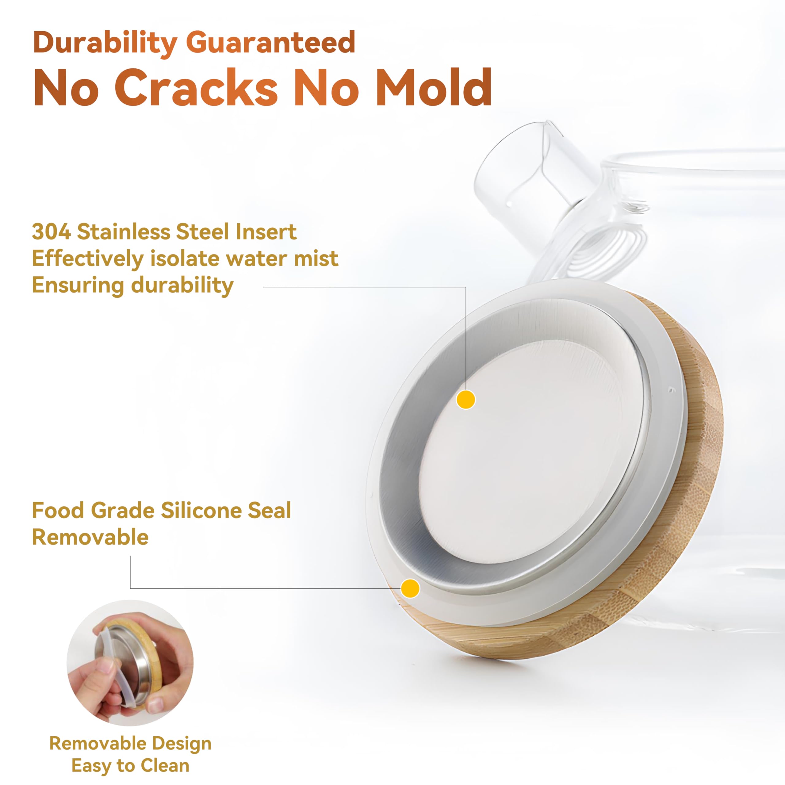 Dorsaer Dorsaer 1500ml Glass Teapot with Bamboo Lid Stovetop Safe Borosilicate Glass Kettle for Blooming Fruit Loose Leaf Tea - View 7 of 8