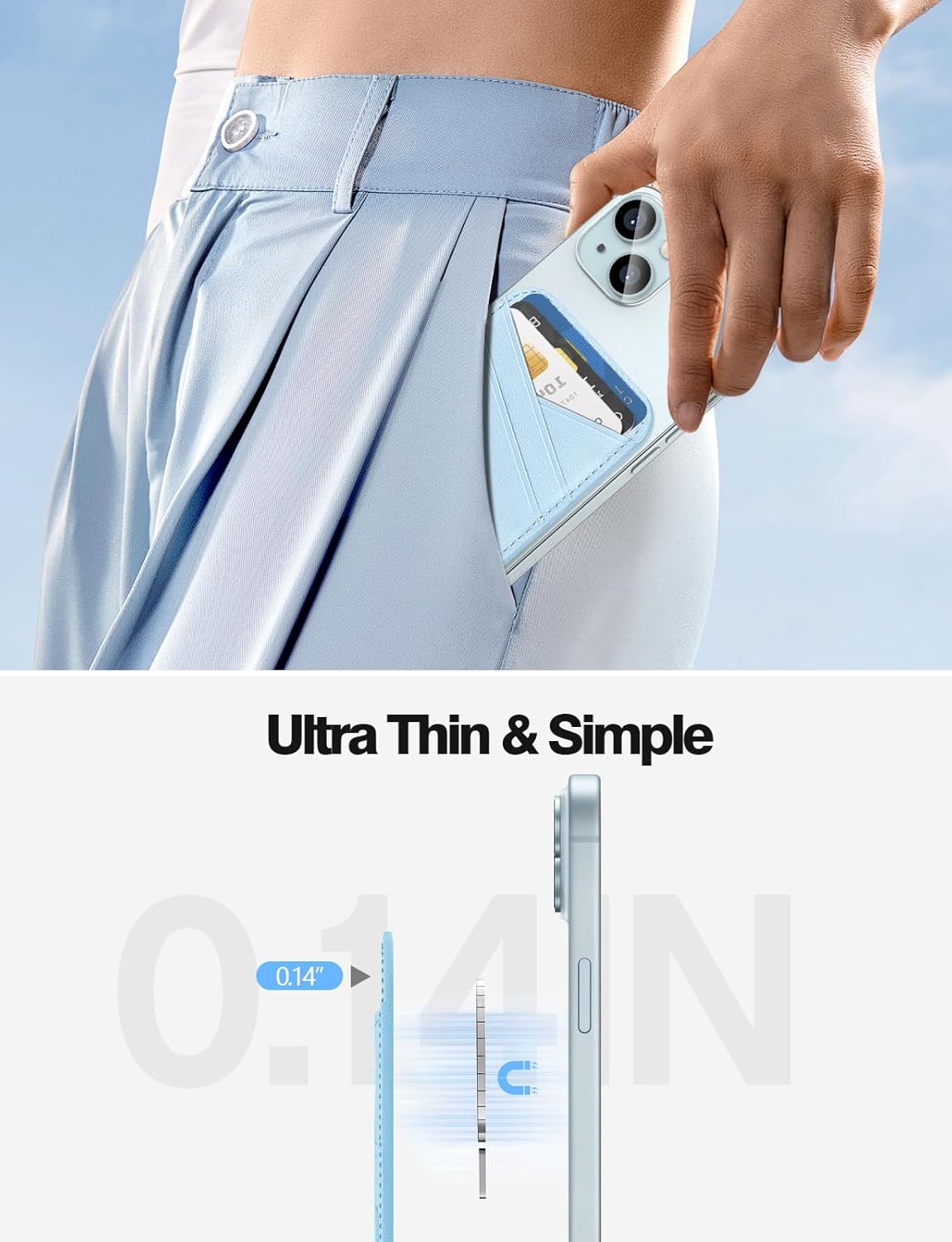 Miroddi Miroddi MagSafe Wallet Ultra-Thin Magnetic Card Holder for iPhone 16 15 14 13 12 Series Vegan Leather White Ice 3 Card Slots - View 3 of 7