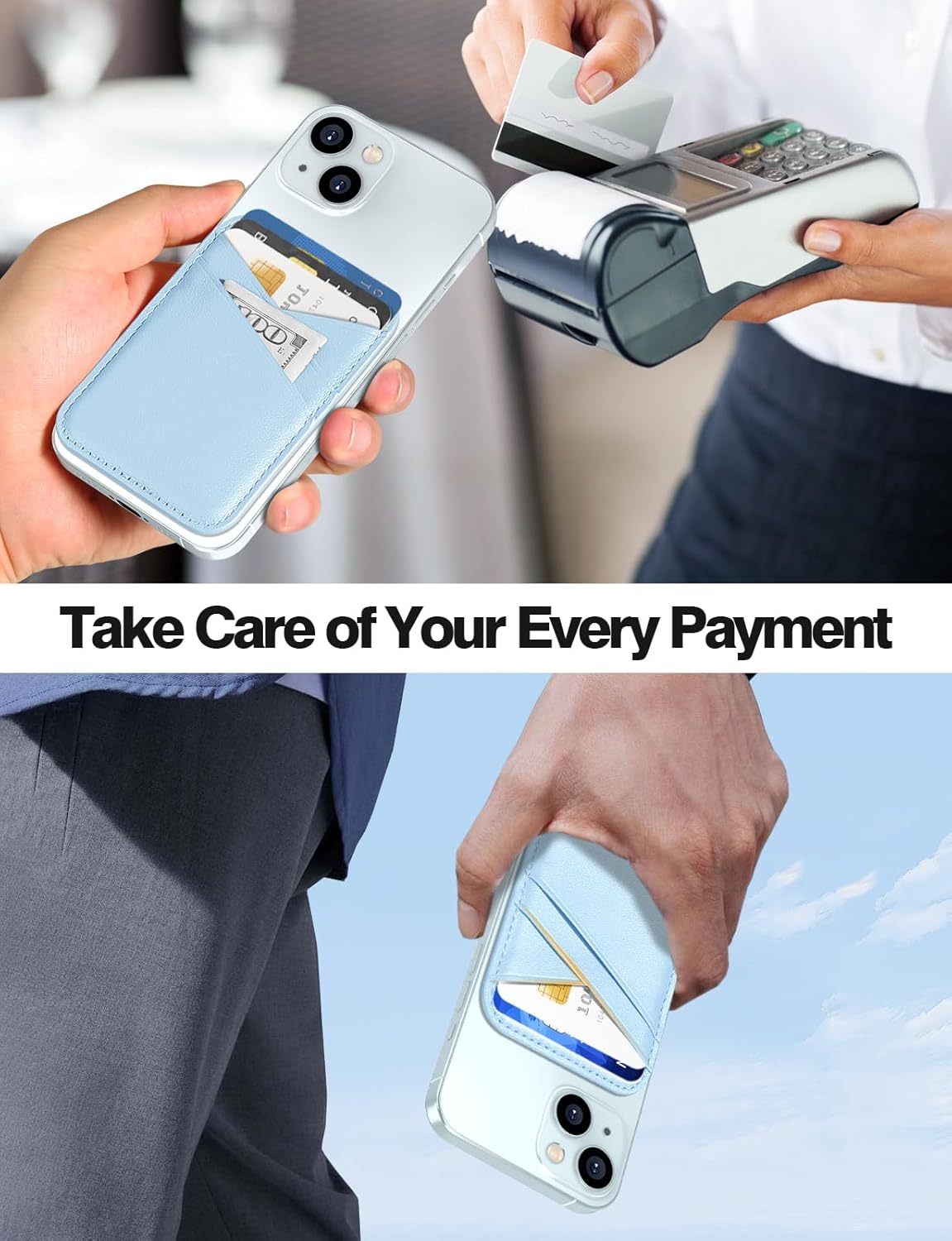 Miroddi Miroddi MagSafe Wallet Ultra-Thin Magnetic Card Holder for iPhone 16 15 14 13 12 Series Vegan Leather White Ice 3 Card Slots - View 6 of 7