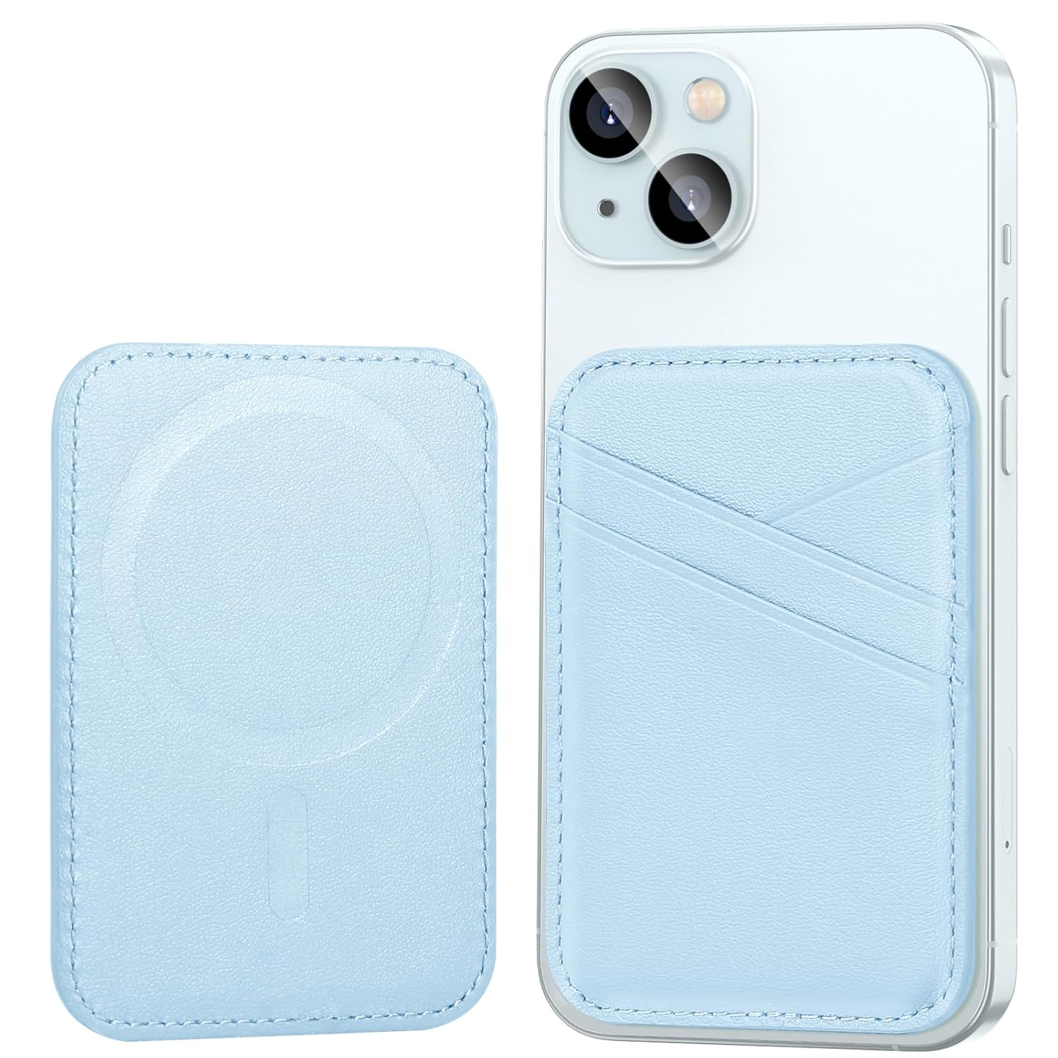 Miroddi Miroddi MagSafe Wallet Ultra-Thin Magnetic Card Holder for iPhone 16 15 14 13 12 Series Vegan Leather White Ice 3 Card Slots