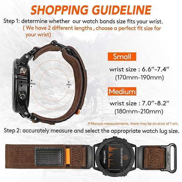 hemsut h Premium Leather Bands for Garmin Fenix 5X Plus, 6X, 7X & More - Stylish Replacement Straps - View 3 of 8