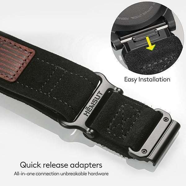 hemsut h Premium Leather Bands for Garmin Fenix 5X Plus, 6X, 7X & More - Stylish Replacement Straps - View 6 of 8