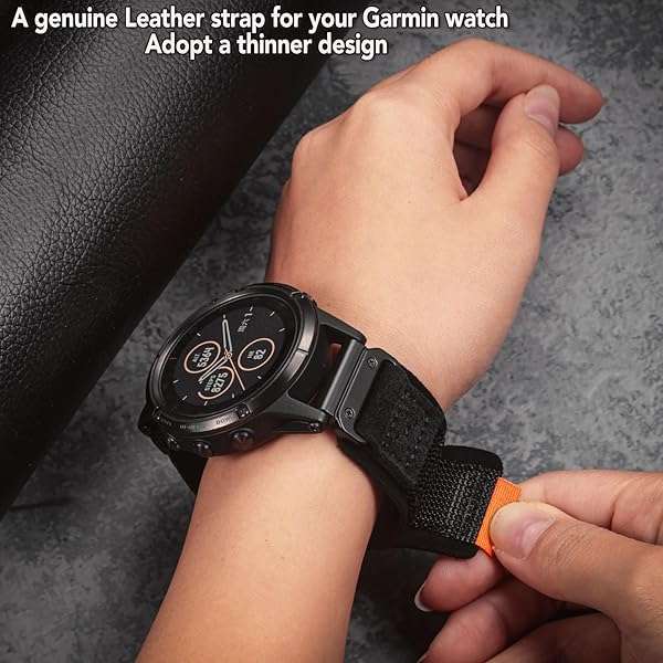hemsut h Premium Leather Bands for Garmin Fenix 5X Plus, 6X, 7X & More - Stylish Replacement Straps - View 8 of 8