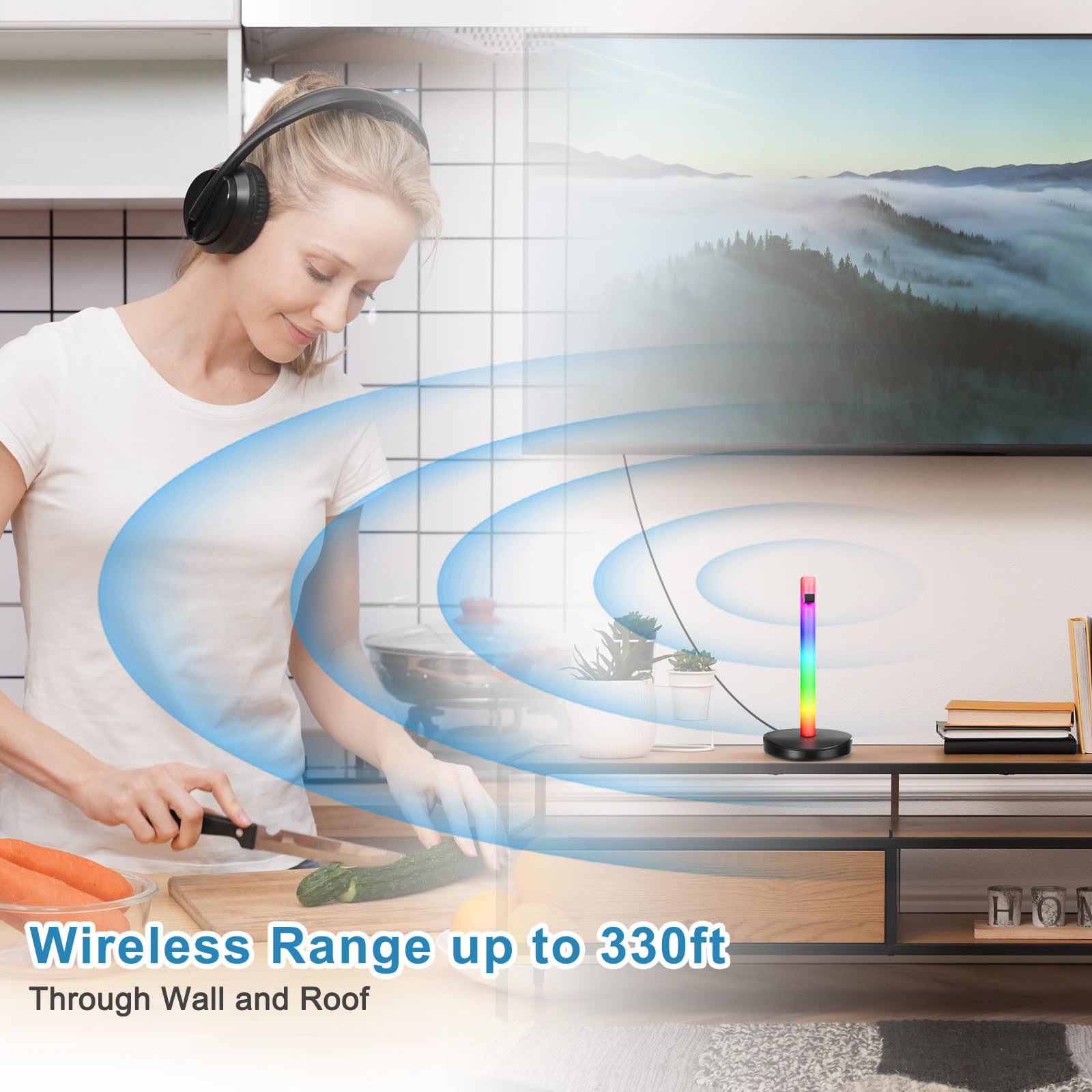 ZANCHIE Wireless Headphones for TV Watching Over Ear with RF Transmitter and RGB Stand Long Range No Delay Plug n Play - View 3 of 9