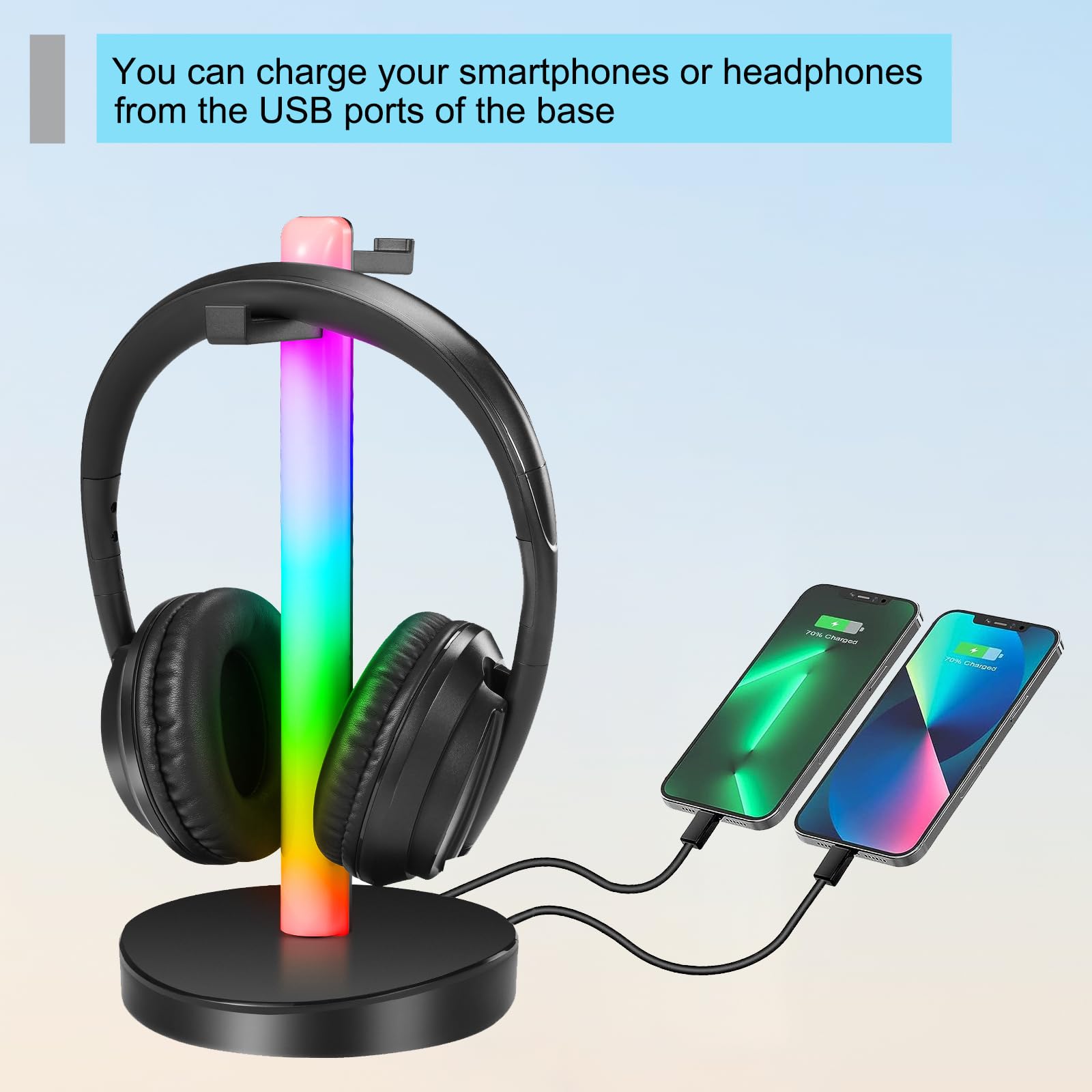 ZANCHIE Wireless Headphones for TV Watching Over Ear with RF Transmitter and RGB Stand Long Range No Delay Plug n Play - View 7 of 9