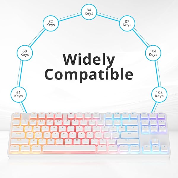 iTastatur iTastatur Pudding Keycaps PBT Double Shot XDA Profile for 60% 65% 75% Mechanical Keyboards White Gaming Keycaps - View 4 of 9