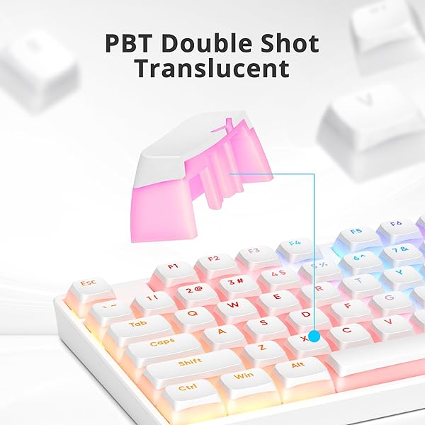 iTastatur iTastatur Pudding Keycaps PBT Double Shot XDA Profile for 60% 65% 75% Mechanical Keyboards White Gaming Keycaps - View 6 of 9