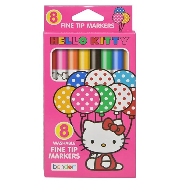 Shop Bendon Hello Kitty Washable Fine Tip Markers (8-Count) - Vibrant Multicolor Art Supplies for Kids