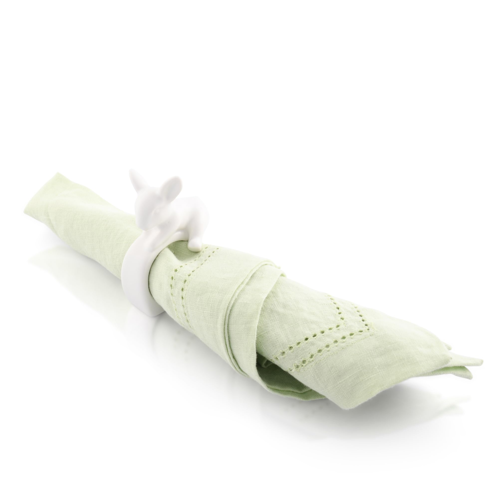 Arthur Court Arthur Court Climbing Bunny Napkin Rings Set of 4 White Stoneware Perfect for Easter and Spring Table Settings Durable and Charming - View 3 of 5