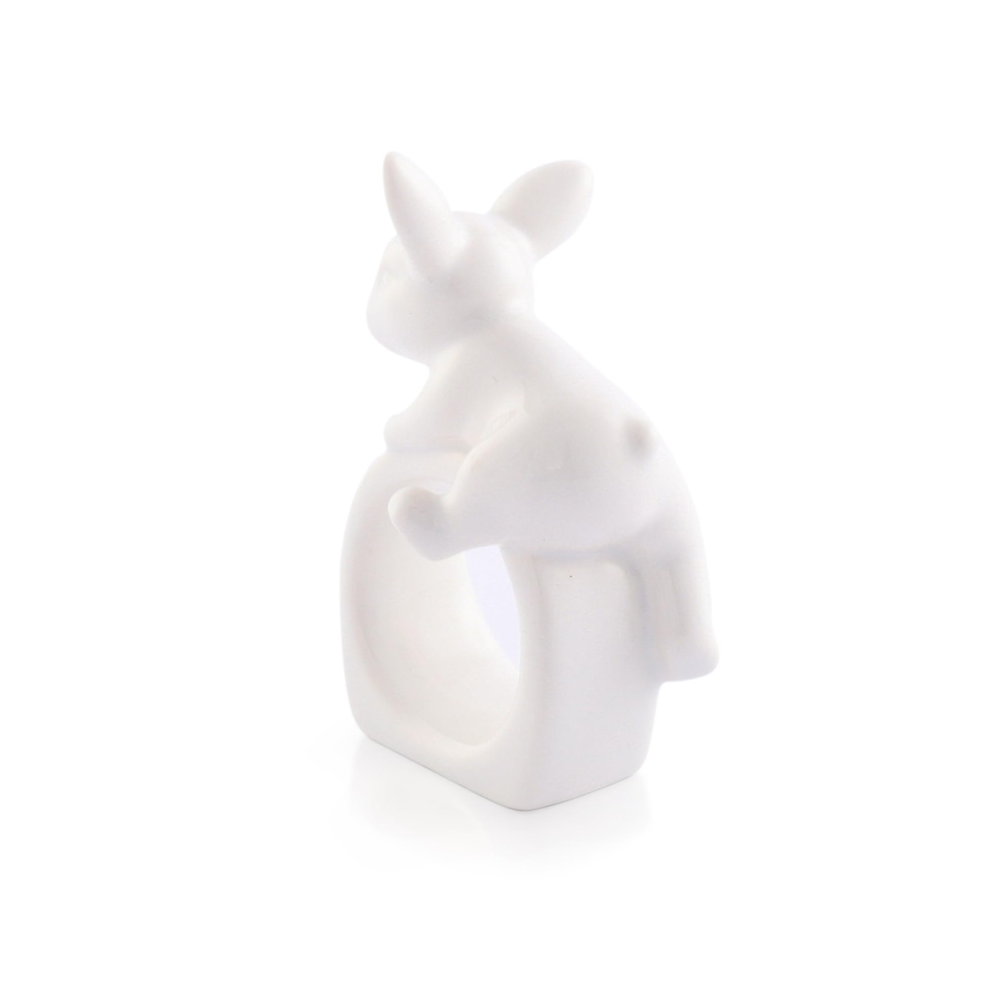 Arthur Court Arthur Court Climbing Bunny Napkin Rings Set of 4 White Stoneware Perfect for Easter and Spring Table Settings Durable and Charming - View 4 of 5
