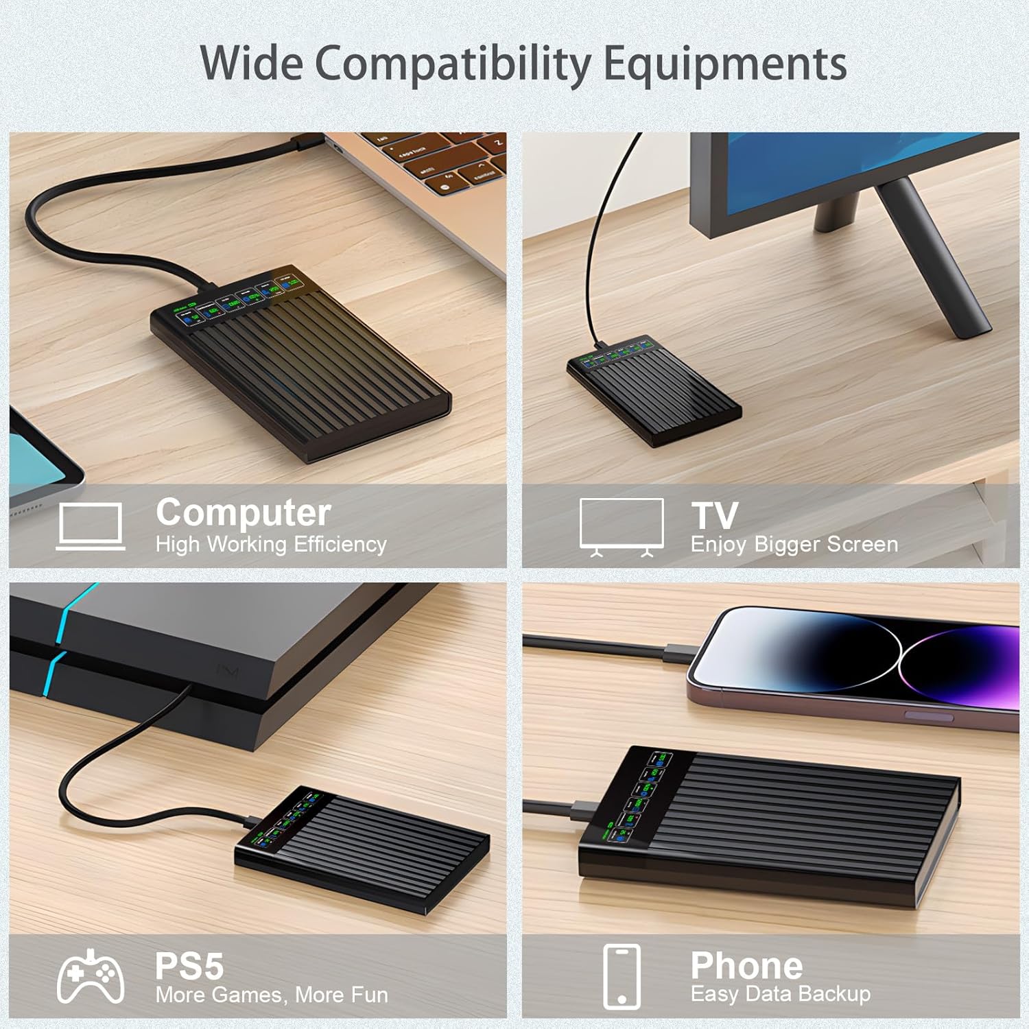 ShuoLe ShuoLe 2.5 Inch SATA to USB 3.0 Type C External Hard Drive Enclosure with LCD Display for 2.5 Inch SATA HDD SSD Compatible with Toshiba Samsung WD - View 9 of 9