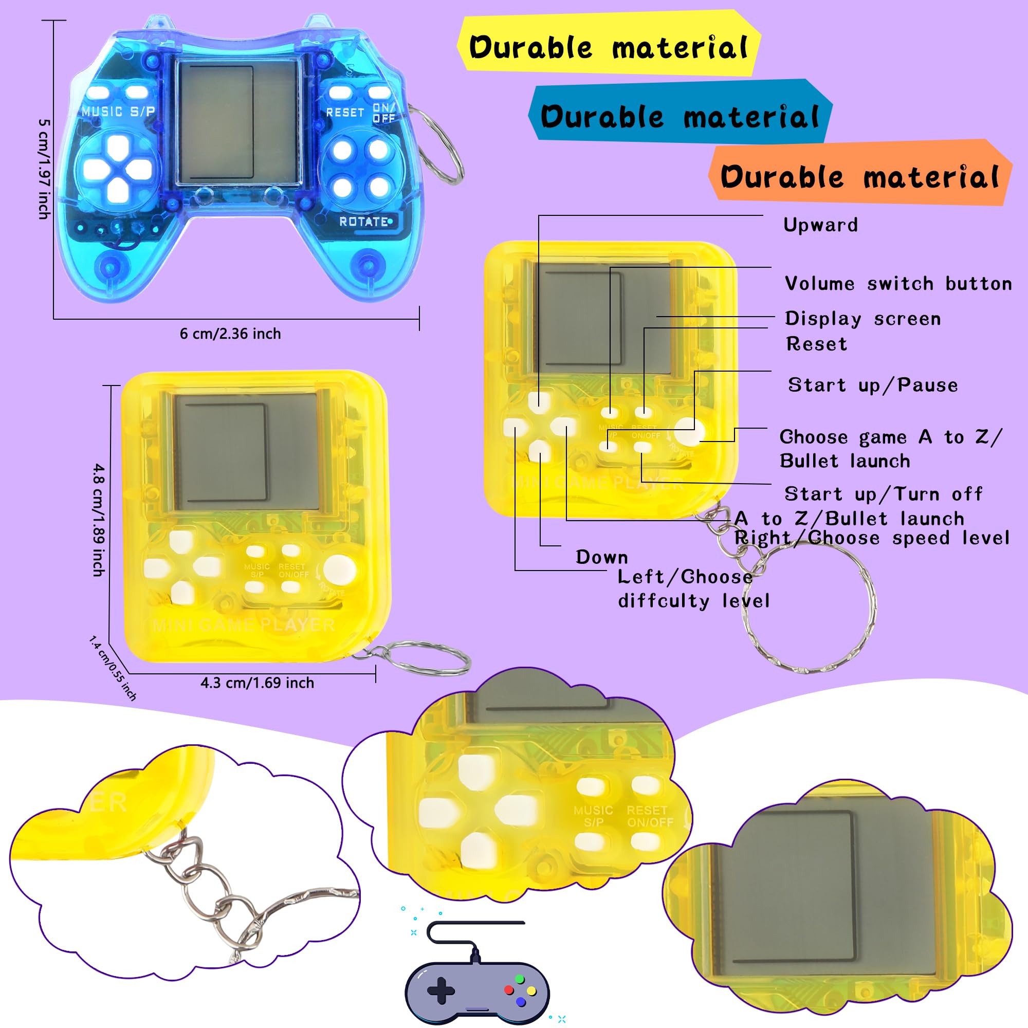 Conagel Conagel 24 Pack Video Game Keychains MultiColors Gamepad Party Favors for Kids Birthday Supplies Goodie Bag Stuffers - View 2 of 7