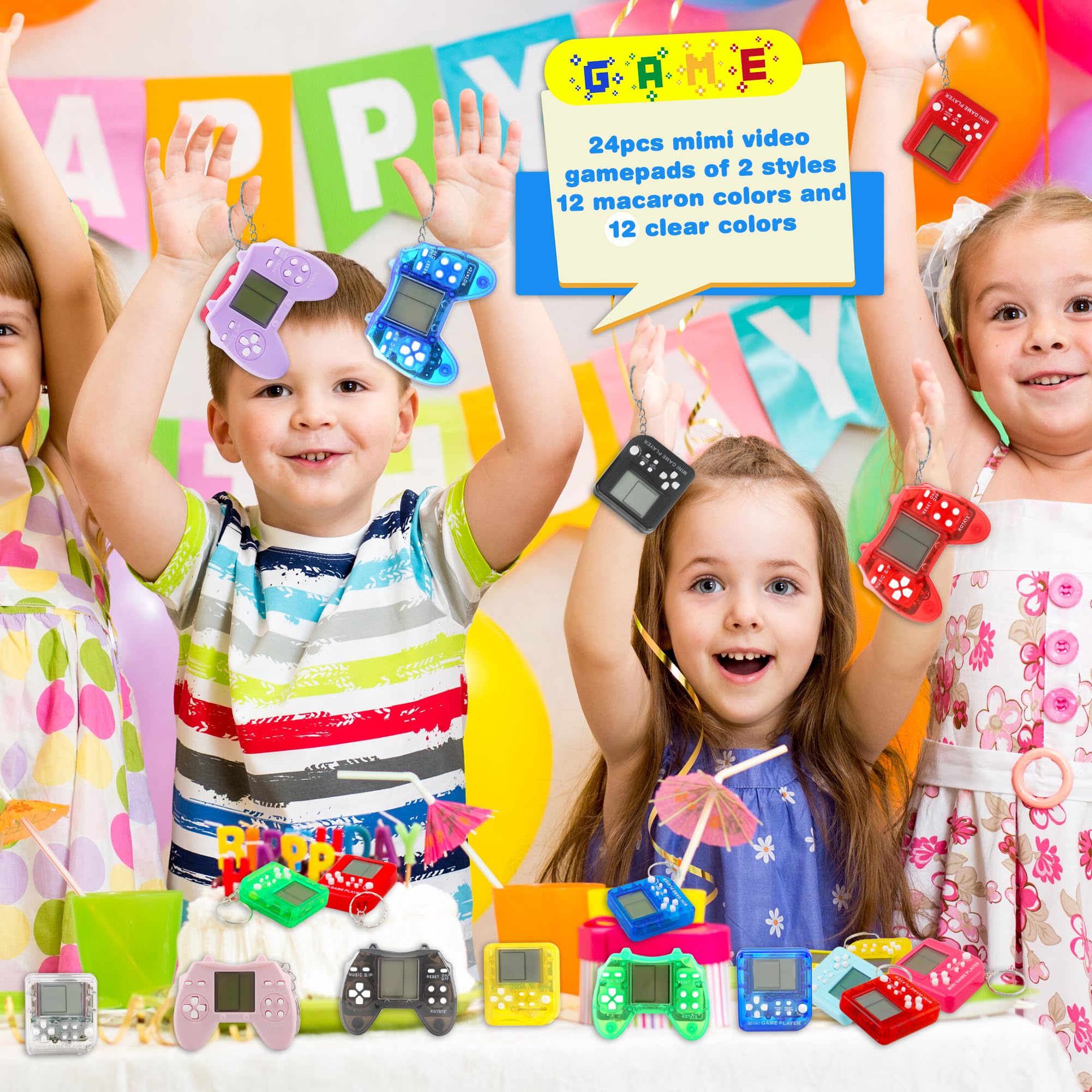 Conagel Conagel 24 Pack Video Game Keychains MultiColors Gamepad Party Favors for Kids Birthday Supplies Goodie Bag Stuffers - View 5 of 7