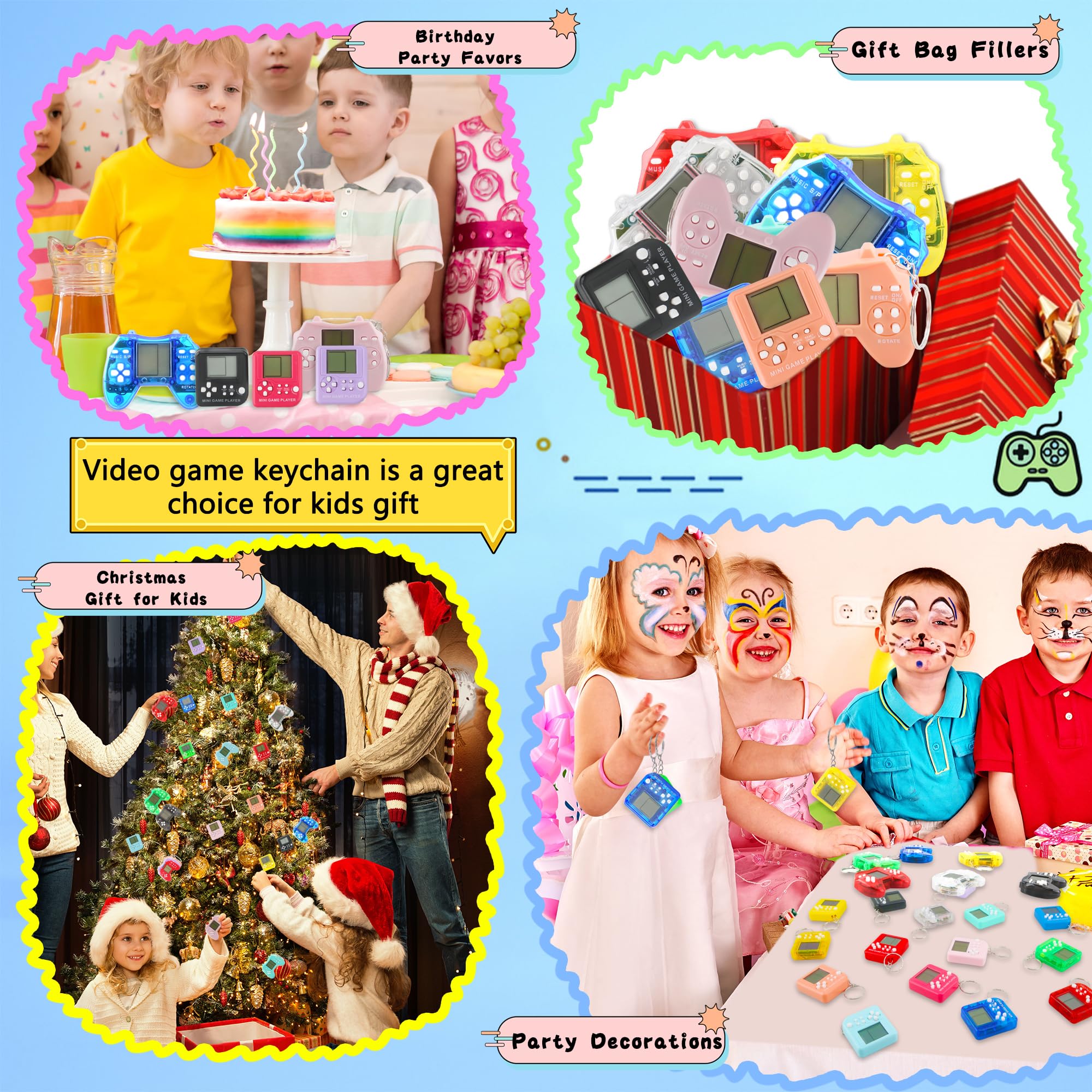 Conagel Conagel 24 Pack Video Game Keychains MultiColors Gamepad Party Favors for Kids Birthday Supplies Goodie Bag Stuffers - View 6 of 7