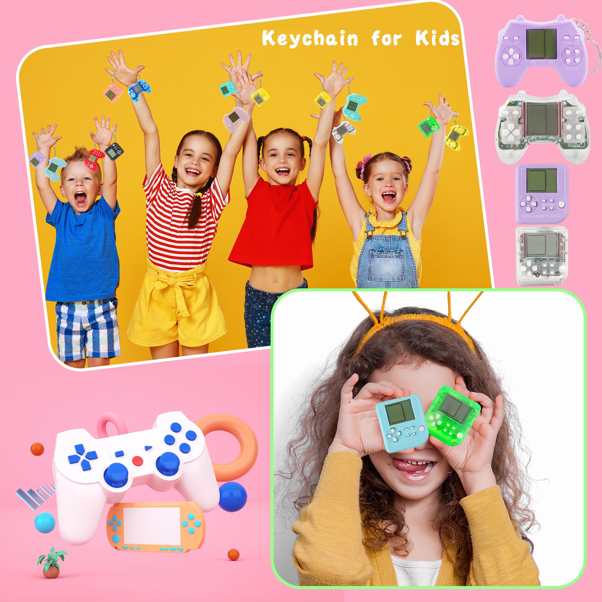 Conagel Conagel 24 Pack Video Game Keychains MultiColors Gamepad Party Favors for Kids Birthday Supplies Goodie Bag Stuffers - View 7 of 7