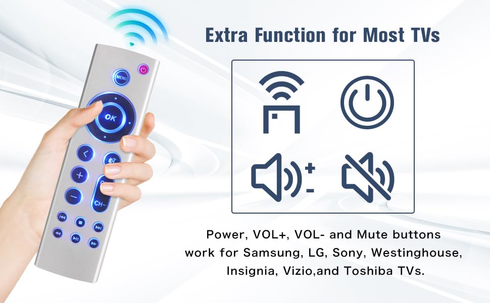 dapodera Universal Replacement Remote for Apple TV 4K Gen 1 2 3 4 Pack of 2 No Voice No Siri Blue Backlight - View 6 of 9