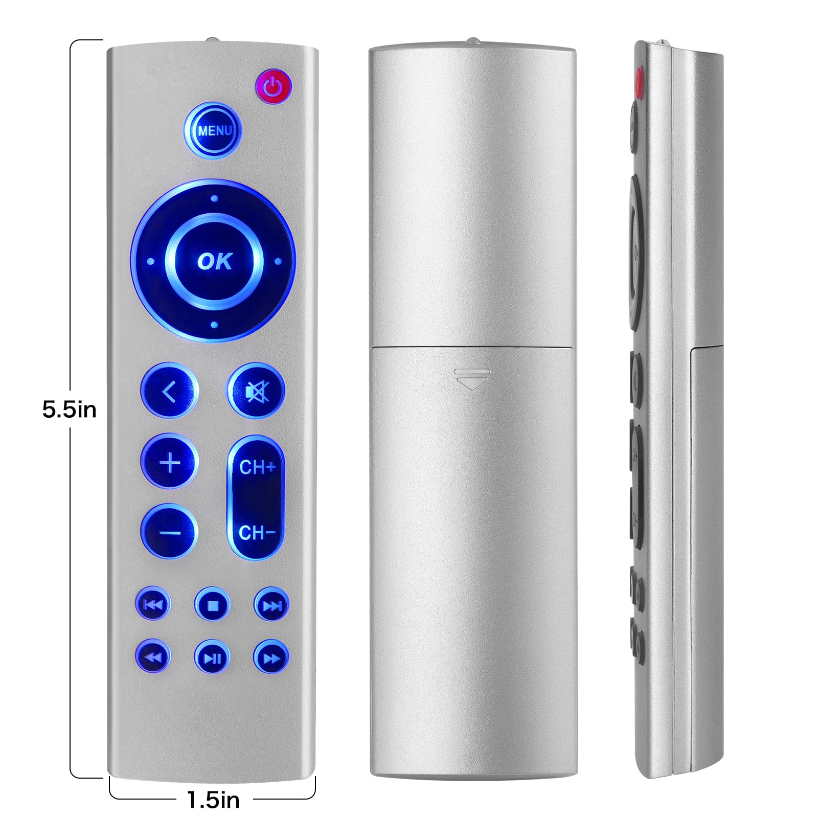 dapodera Universal Replacement Remote for Apple TV 4K Gen 1 2 3 4 Pack of 2 No Voice No Siri Blue Backlight - View 9 of 9