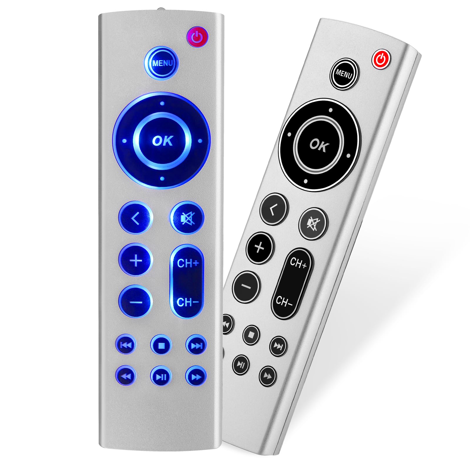 dapodera Universal Replacement Remote for Apple TV 4K Gen 1 2 3 4 Pack of 2 No Voice No Siri Blue Backlight