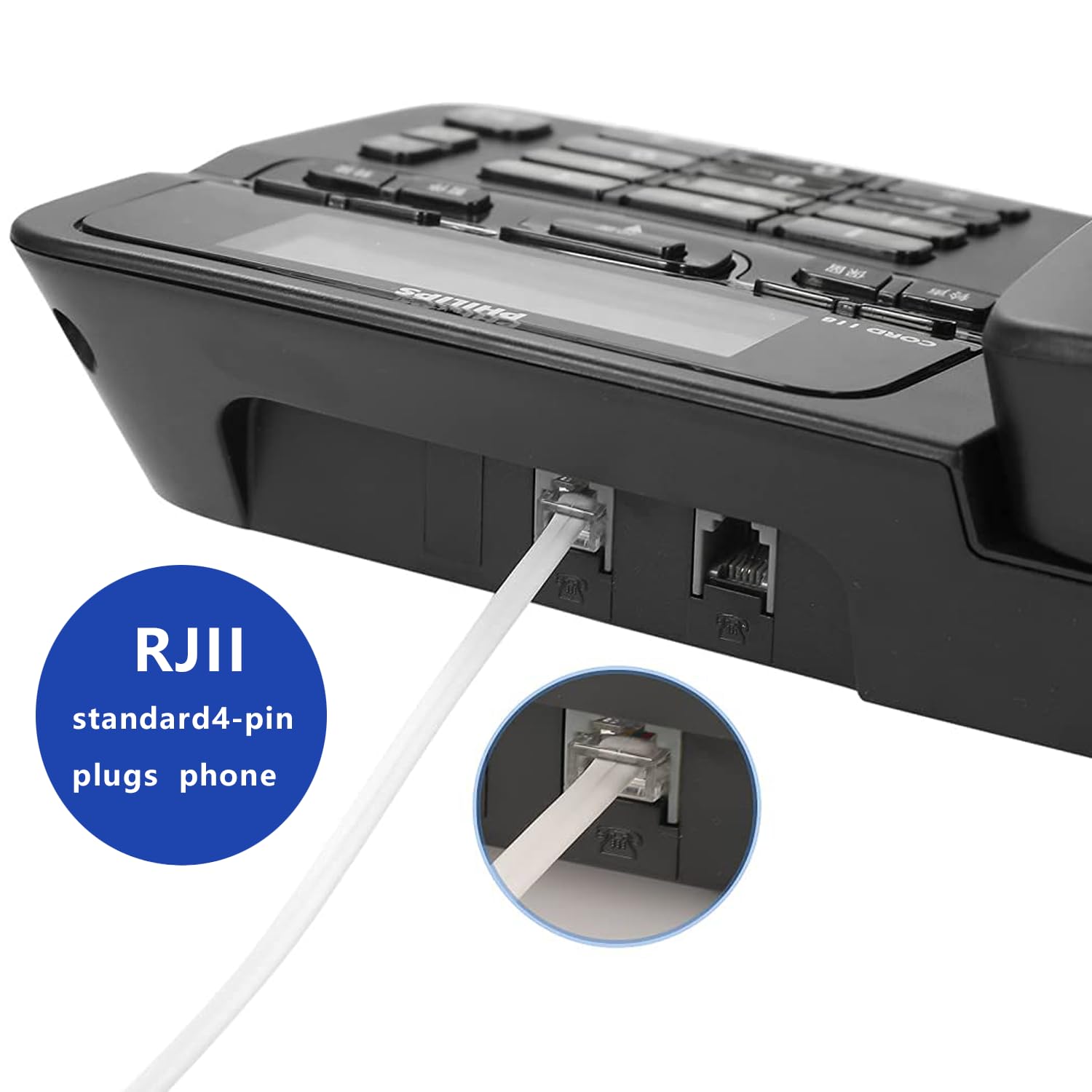 Yumiwoow Yumiwoow 25FT Telephone Extension Cord with RJ11 Plug In-Line Couplers and Cable Clip Holders White 1Pack - View 3 of 7