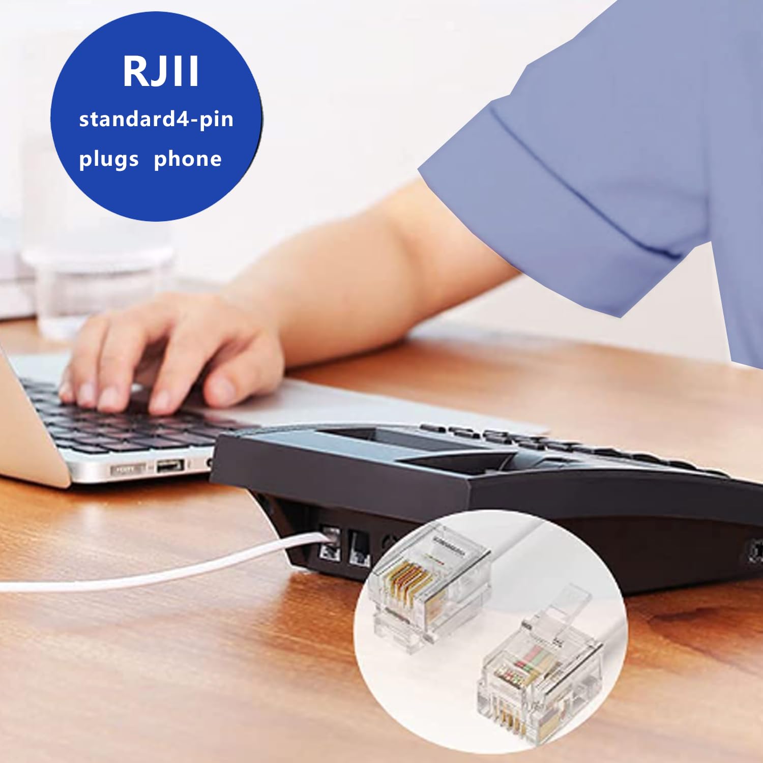 Yumiwoow Yumiwoow 25FT Telephone Extension Cord with RJ11 Plug In-Line Couplers and Cable Clip Holders White 1Pack - View 4 of 7