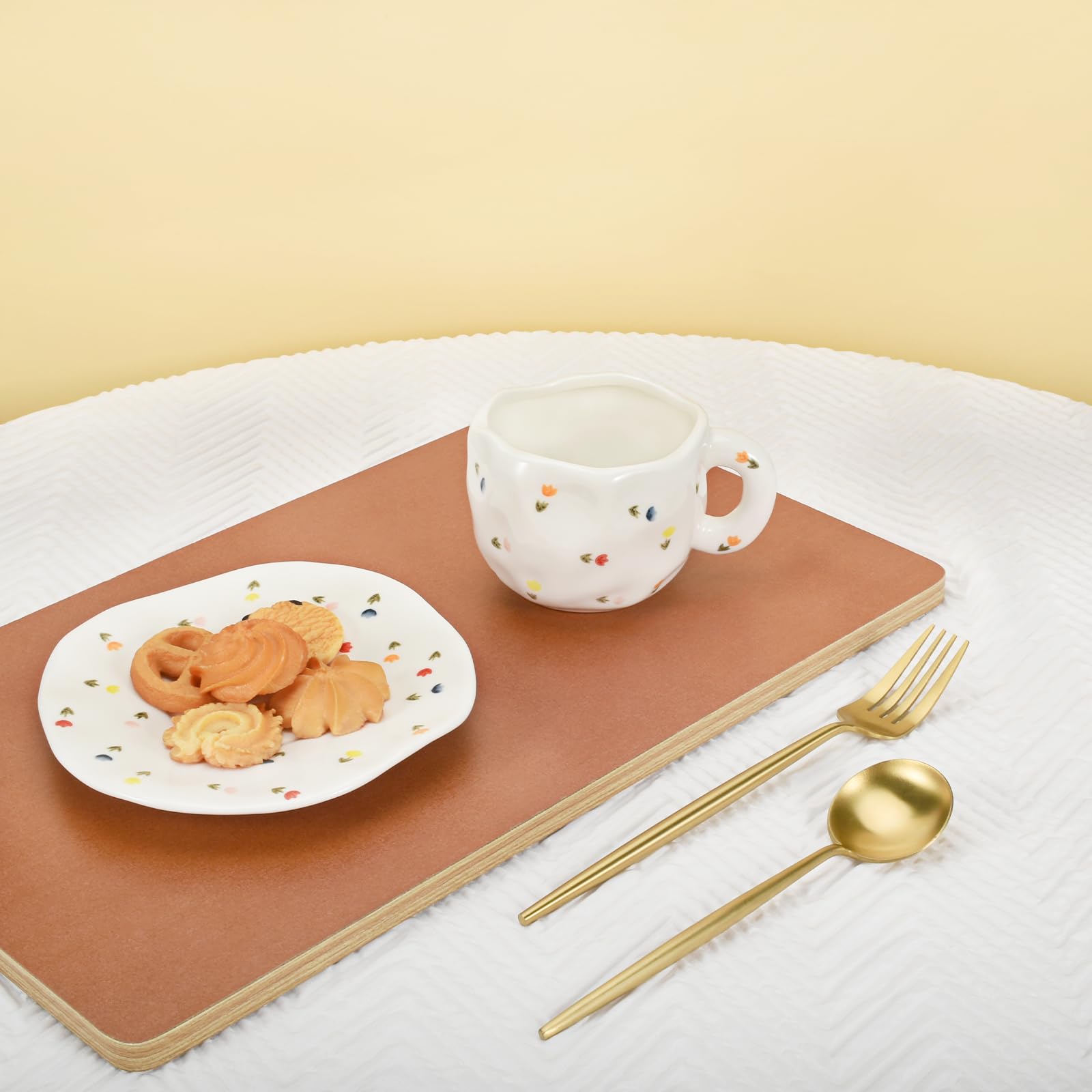 Koythin Koythin Cute Pink Ceramic Coffee Mug with Saucer 10 oz Dishwasher Microwave Safe for Office Home Colorful Tulips - View 4 of 9