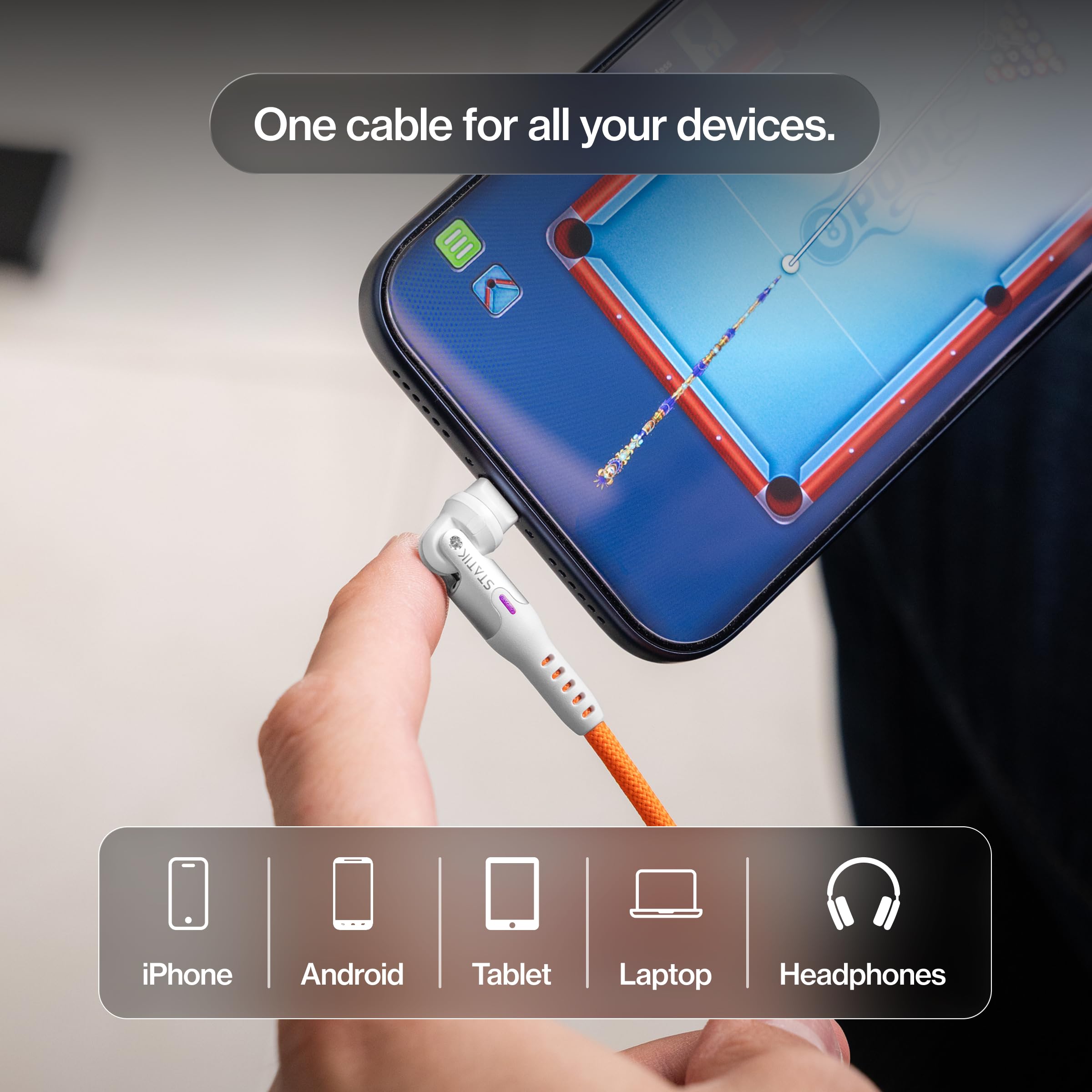 Statik Statik 360 Rotating Magnetic Charging Cable 3 Pack with 9 Magnet Tips for USB C Micro-USB USB-A Black 3FT 1M Phone Charger - View 7 of 9