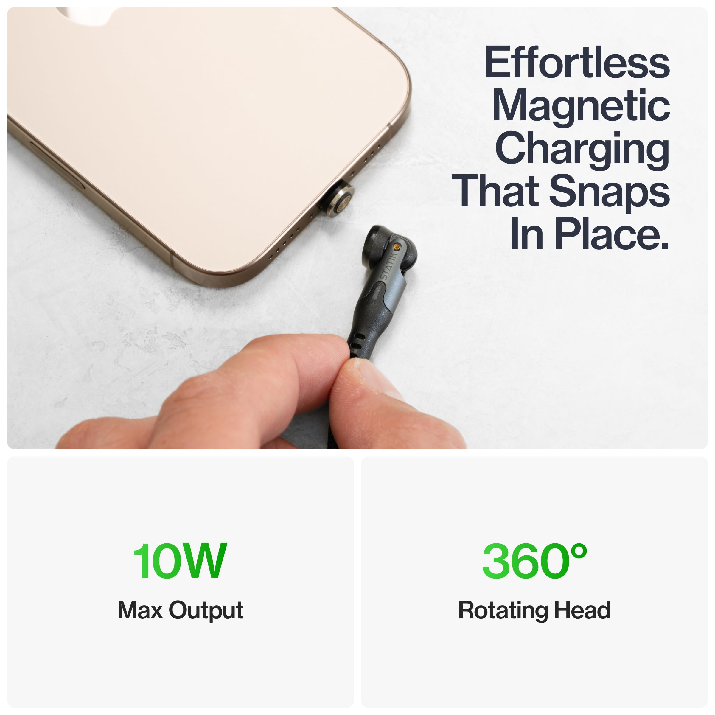 Statik Statik 360 Rotating Magnetic Charging Cable 3 Pack USB C Micro USB USB A 6FT Black Fast Charging Solution for All Devices - View 4 of 9