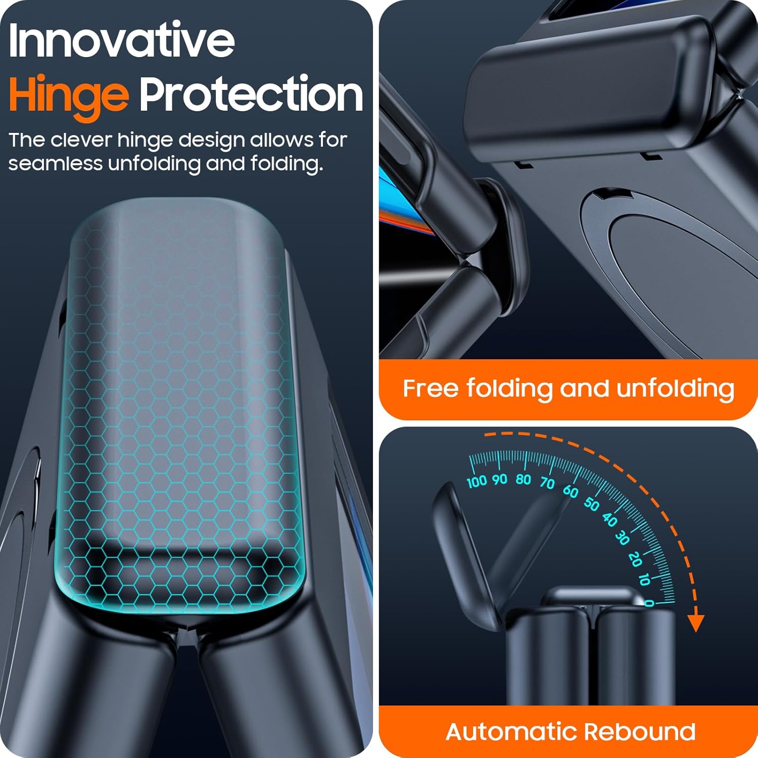 C CENMASO CENMASO Motorola Razr Plus Case with Hinge Protection Screen Protector and Magnetic Ring Stand Rugged Anti-Scratch Shockproof Black 2023 - View 4 of 7