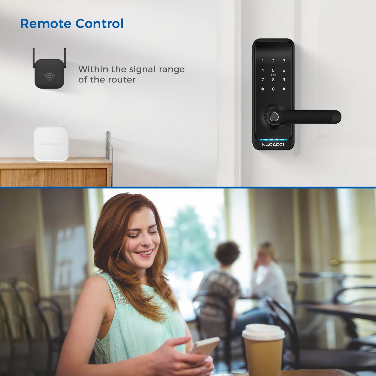 KUCACCI WiFi G2 Gateway for Kucacci H15B T17 Smart Lock Remote Control Hub Compatible with TTLock Google Home Alexa Voice Control - View 3 of 8