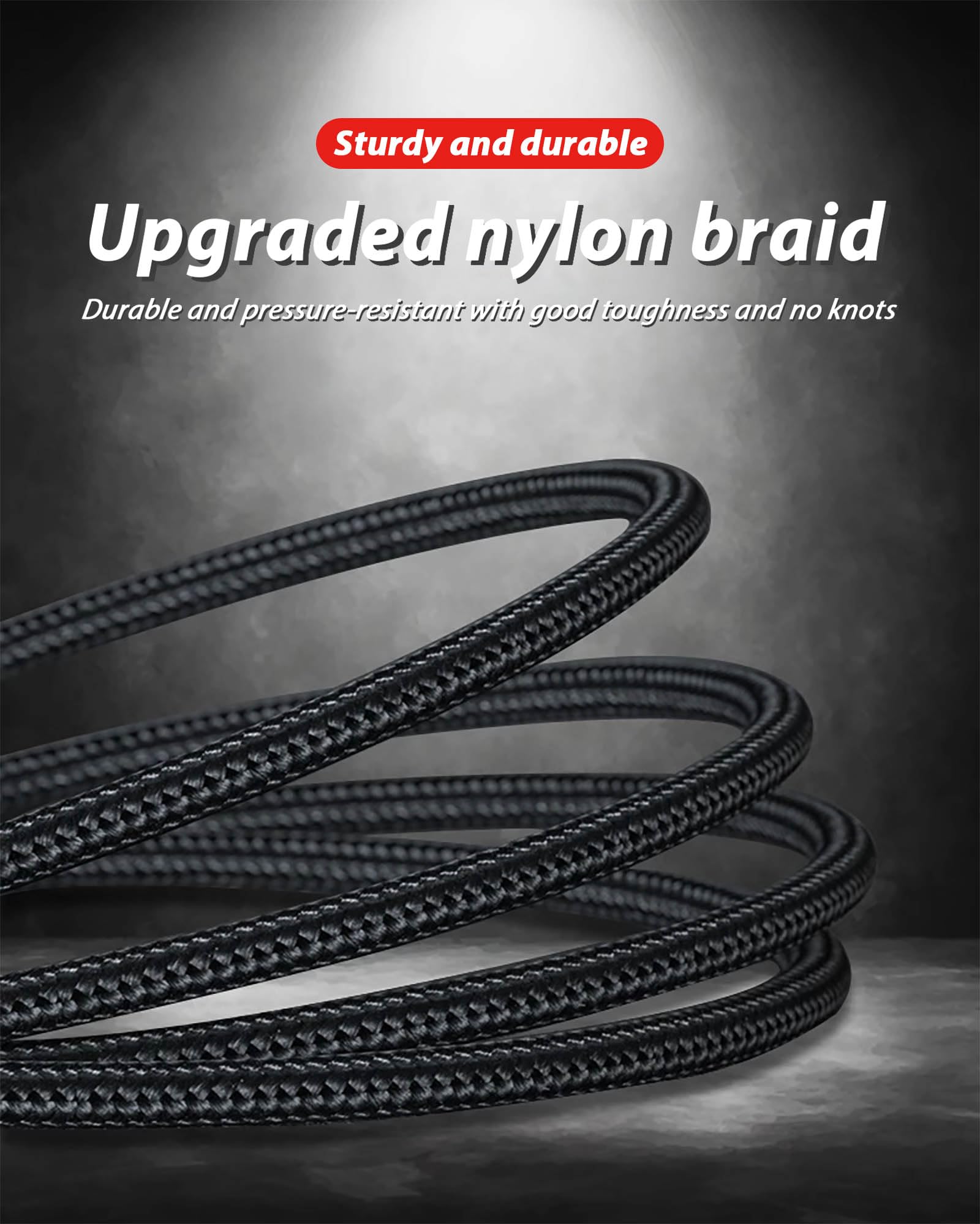 Awnuwuy 100W Multi 3 in 2 Fast Charging Cable 10FT Black Nylon Braided for iPhone 15 Samsung S24 Multiple Devices Laptops and Tablets - View 4 of 6