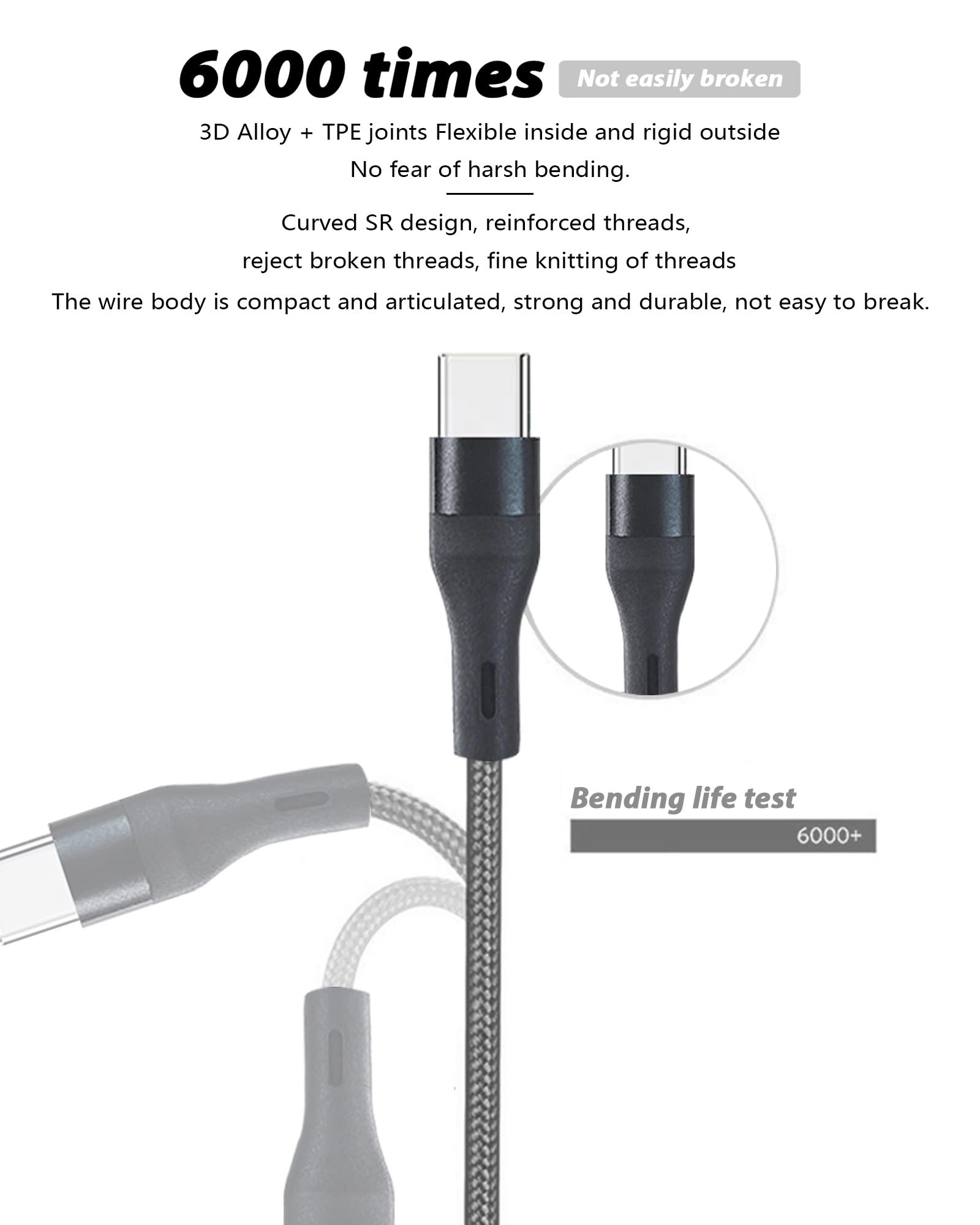 Awnuwuy 100W Multi 3 in 2 Fast Charging Cable 10FT Black Nylon Braided for iPhone 15 Samsung S24 Multiple Devices Laptops and Tablets - View 5 of 6