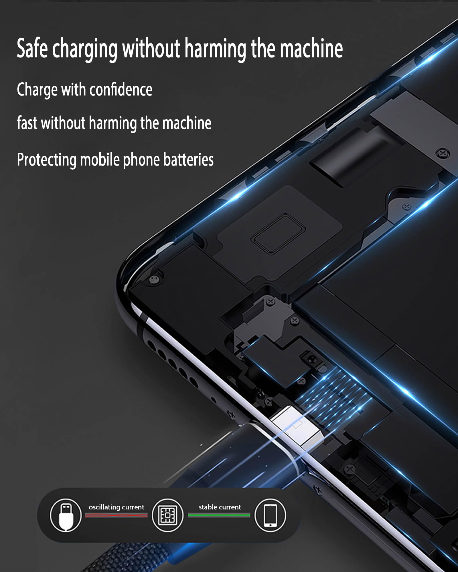 Awnuwuy 100W Multi 3 in 2 Fast Charging Cable 10FT Black Nylon Braided for iPhone 15 Samsung S24 Multiple Devices Laptops and Tablets - View 6 of 6