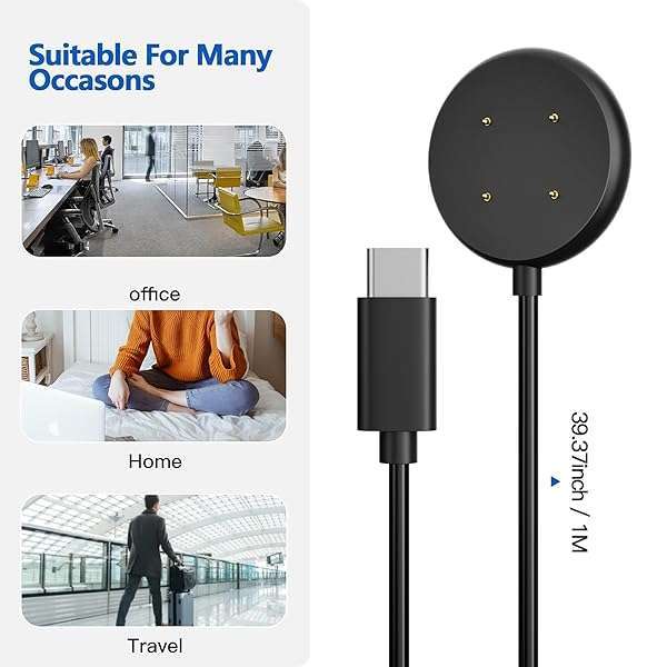 AWINNER AWINNER Google Pixel Watch 2 Charger Cable - Fast Charging Type C Port (Black, 2 Pack) - Compatible & Durable - View 9 of 10