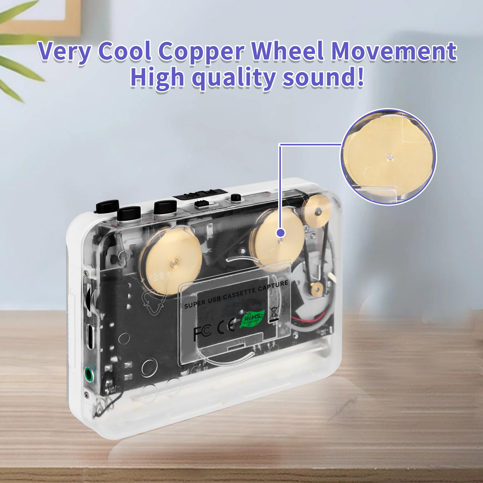 Janryzone Janryzone Cassette Player MP3 Converter with Tape Software Auto Reverse Clear Stereo Built-in Copper Wheel Movement Earphone - View 6 of 9