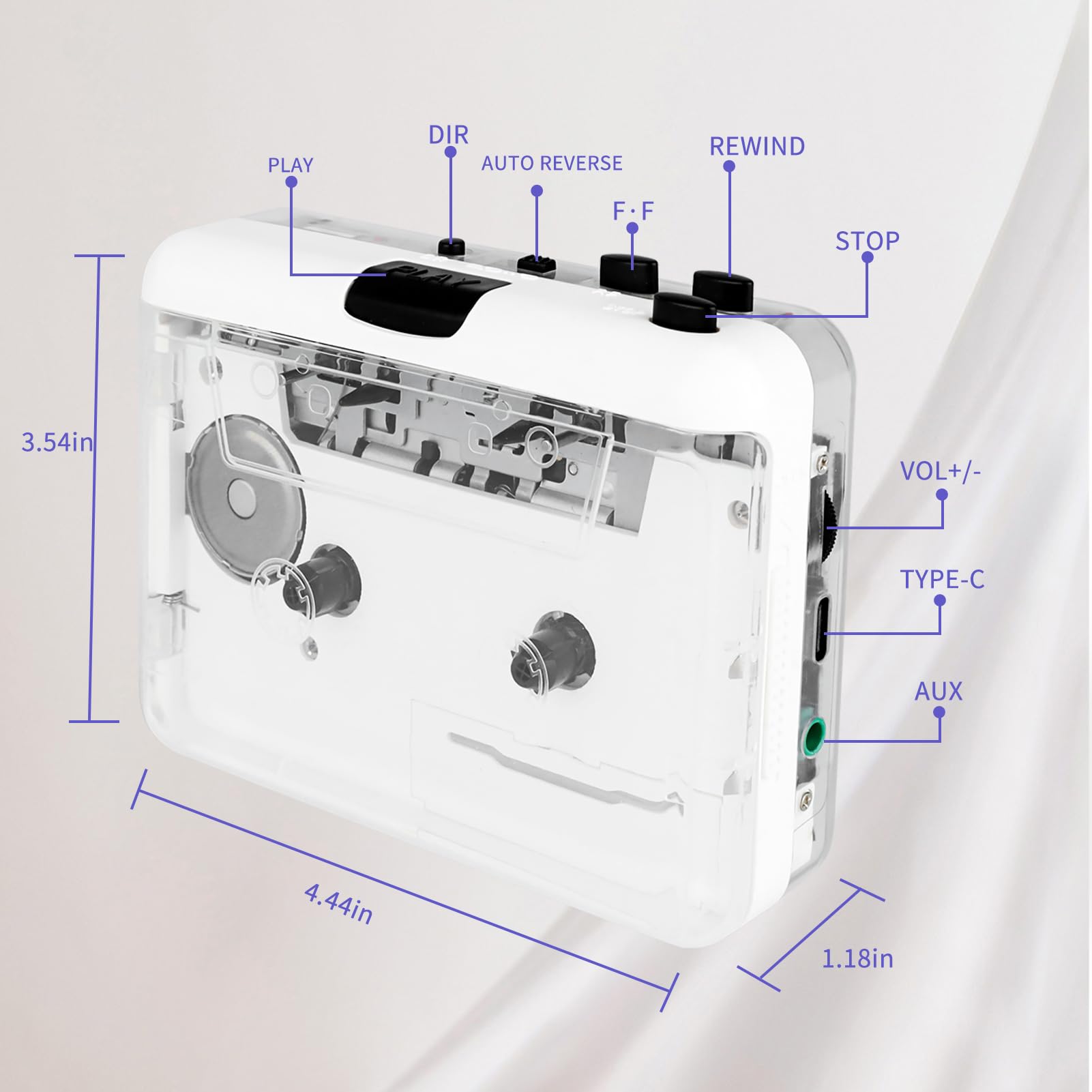 Janryzone Janryzone Cassette Player MP3 Converter with Tape Software Auto Reverse Clear Stereo Built-in Copper Wheel Movement Earphone - View 8 of 9