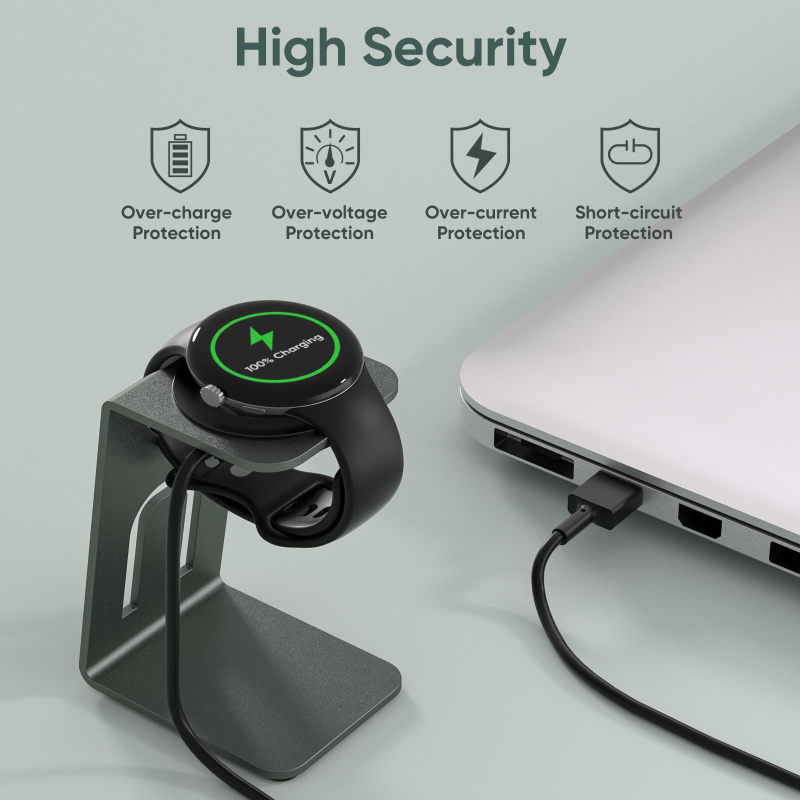 BLIKEJIN Charging Stand and Cable for Google Pixel Watch 2 and Fitbit Ace LTE Replacement Charger Metal Stand - View 3 of 7