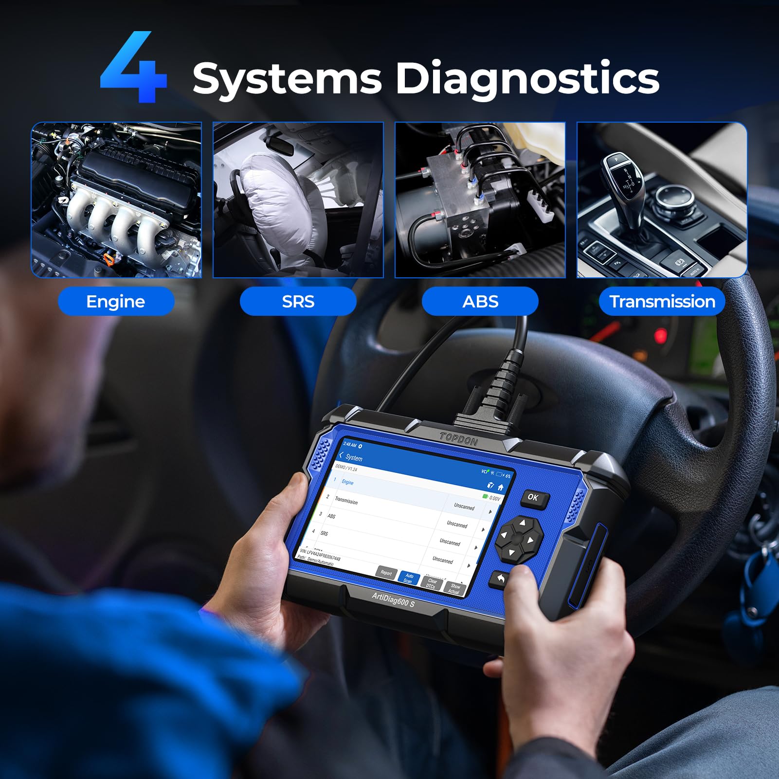 TOPDON TOPDON AD600S OBD2 Scanner: Advanced Diagnostic Tool with 9 Reset Services & Free Lifetime Updates - View 3 of 9