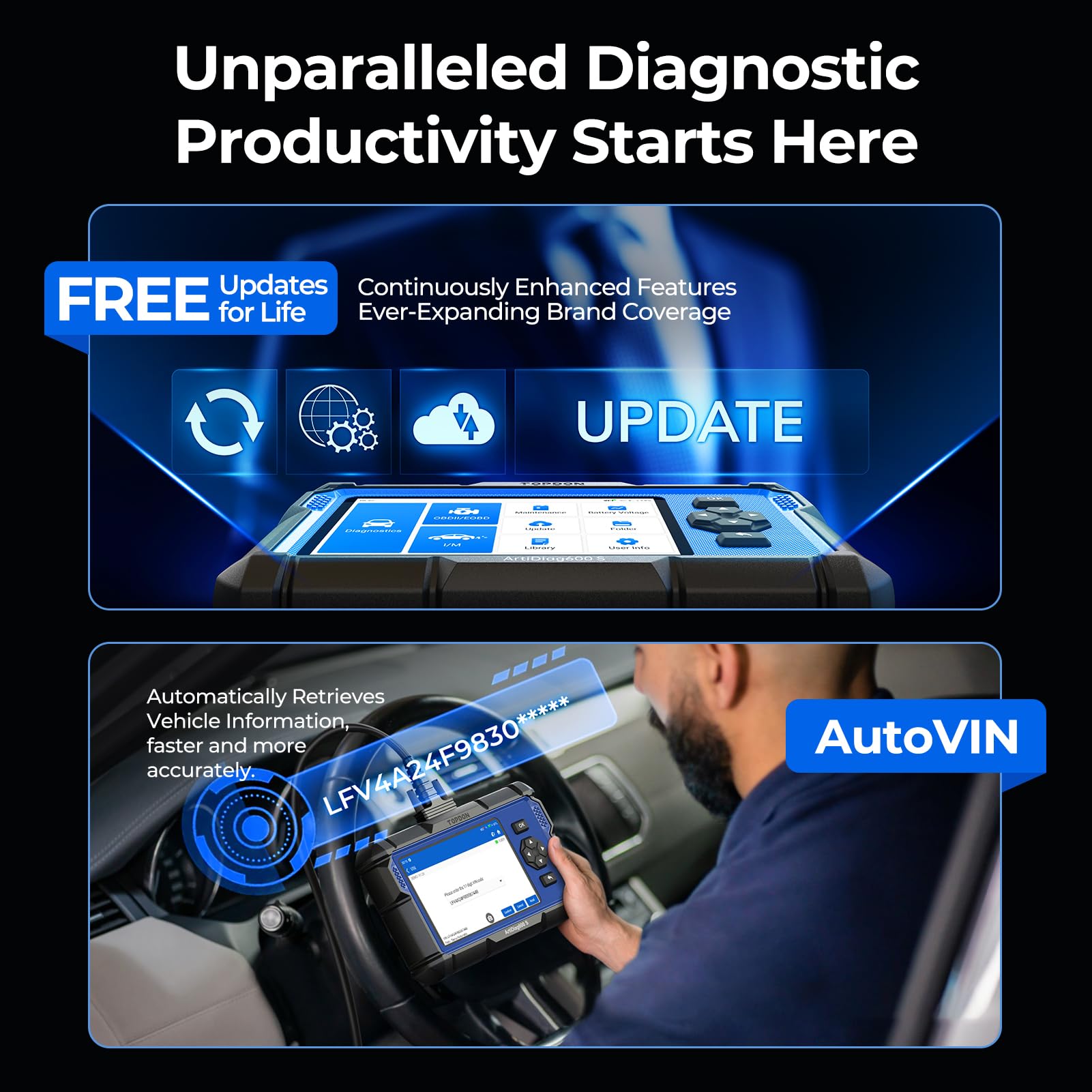 TOPDON TOPDON AD600S OBD2 Scanner: Advanced Diagnostic Tool with 9 Reset Services & Free Lifetime Updates - View 6 of 9