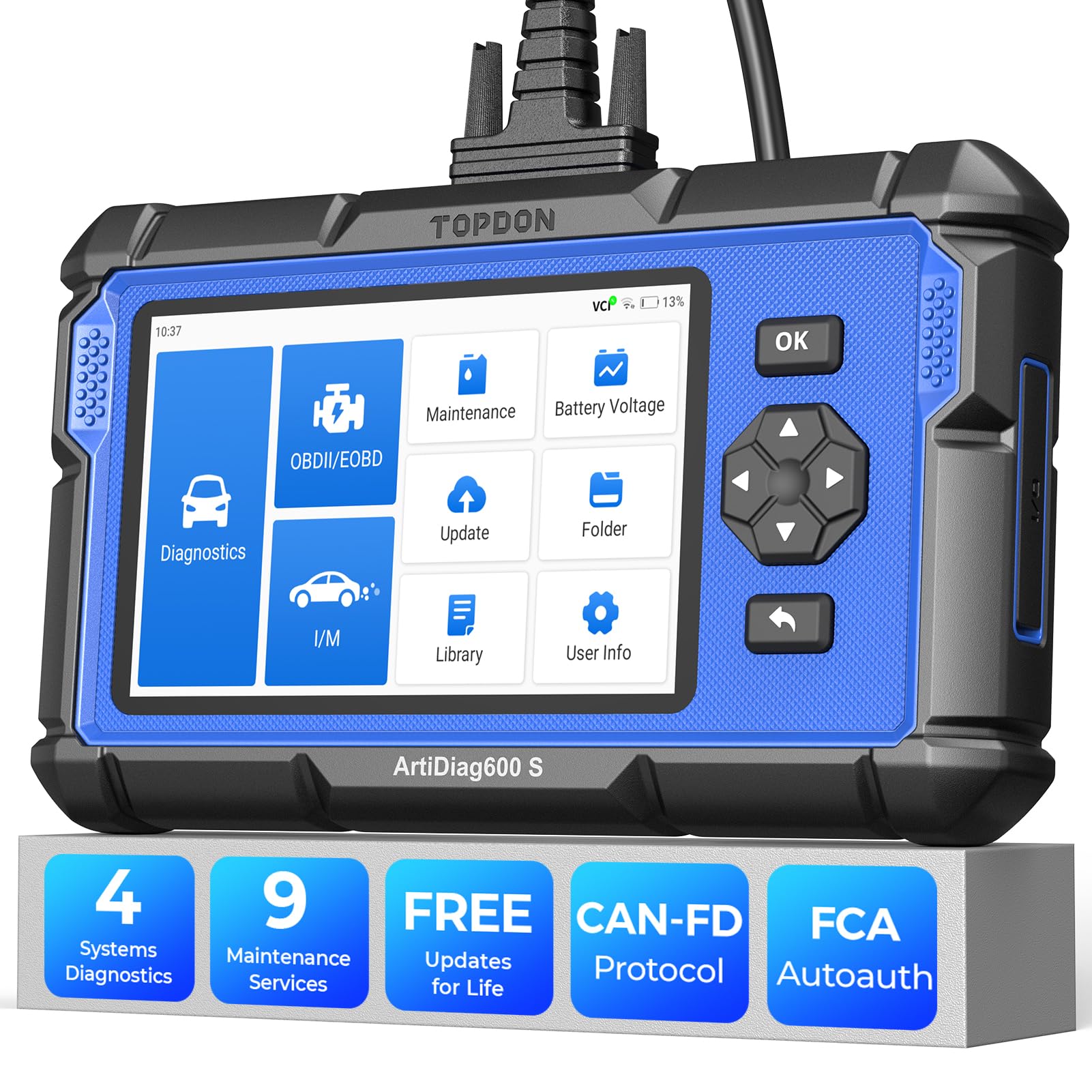 TOPDON TOPDON AD600S OBD2 Scanner: Advanced Diagnostic Tool with 9 Reset Services & Free Lifetime Updates