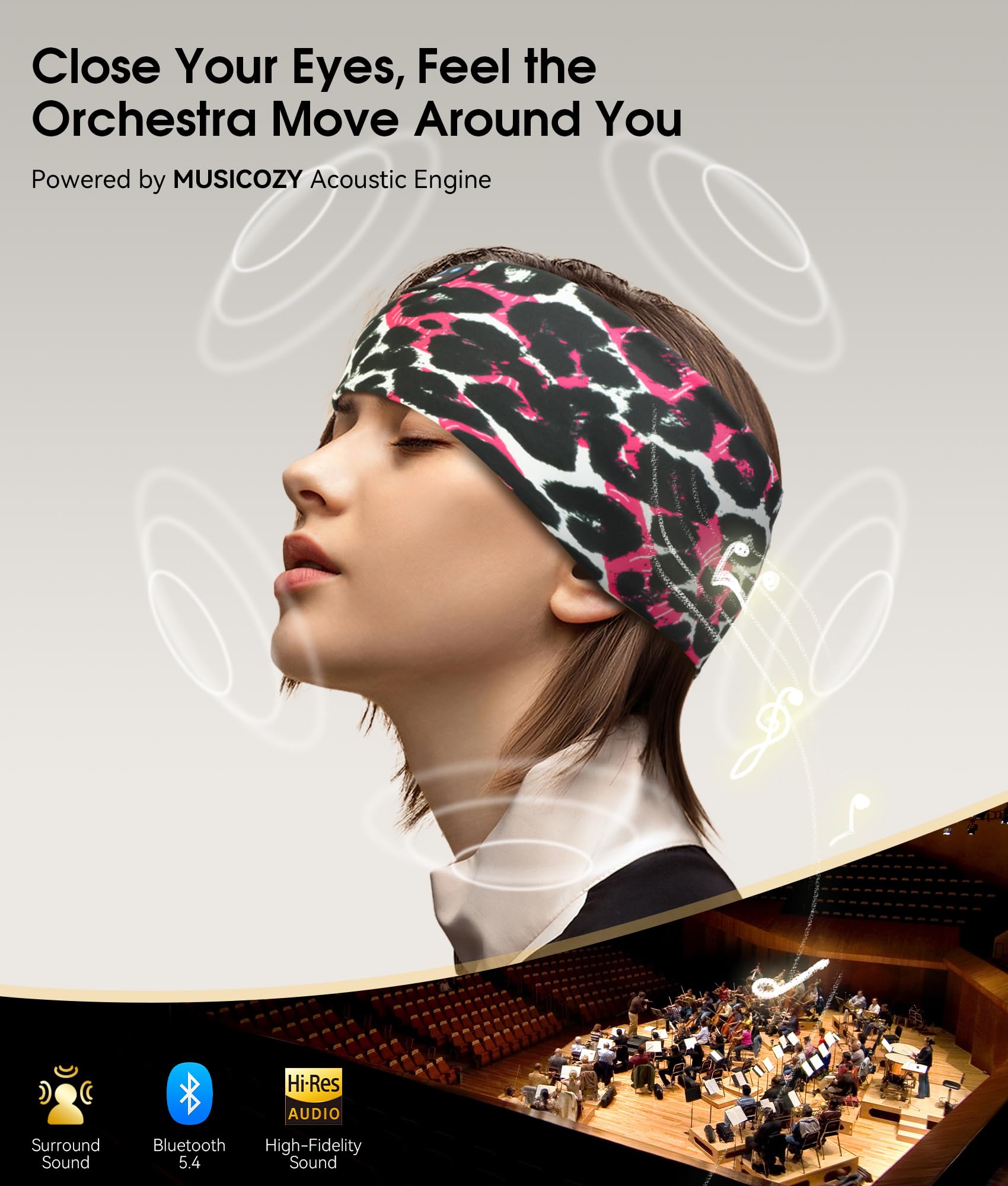 MUSICOZY MUSICOZY Sleep Headphones Bluetooth 54 Wireless Earbuds with HD Stereo Speakers for Running Workout Jogging Yoga Gift - View 4 of 8