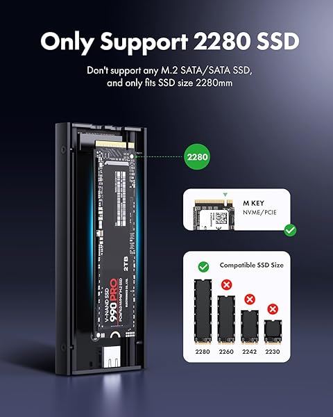 GRAUGEAR GRAUGEAR 40Gbps M2 NVMe SSD Enclosure USB4 with Cooling Fan Dual-Pipe Heatsink Aluminum Thunderbolt 4 3 ASM2464PD Chip - View 7 of 11