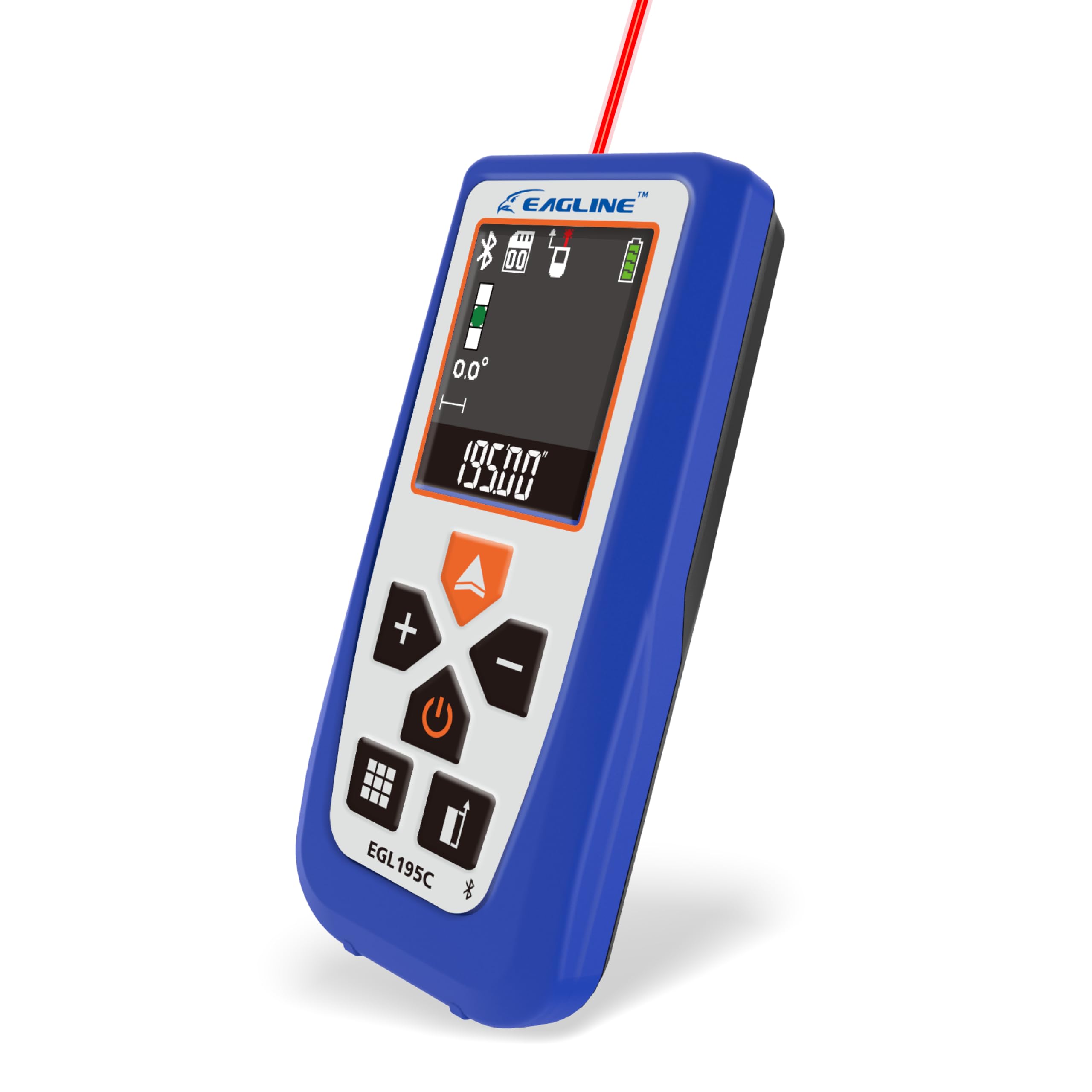 EAGLINE EAGLINE EGL195C Laser Distance Measure 195Ft Bluetooth Digital Level Tool with Protective Cover and Carpenter Pencil for Accurate Measurements - View 2 of 9