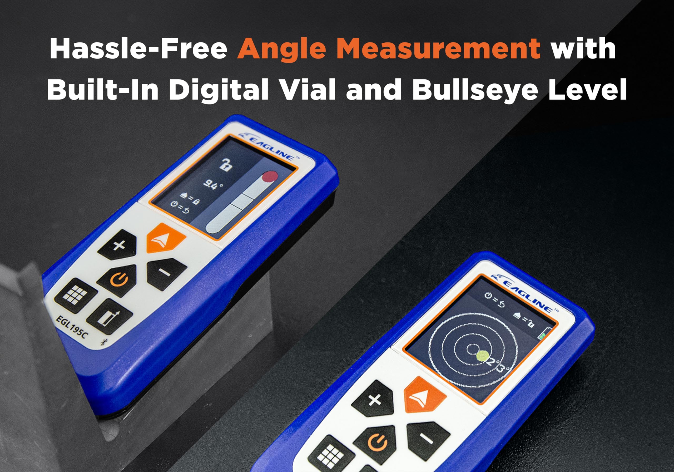 EAGLINE EAGLINE EGL195C Laser Distance Measure 195Ft Bluetooth Digital Level Tool with Protective Cover and Carpenter Pencil for Accurate Measurements - View 5 of 9