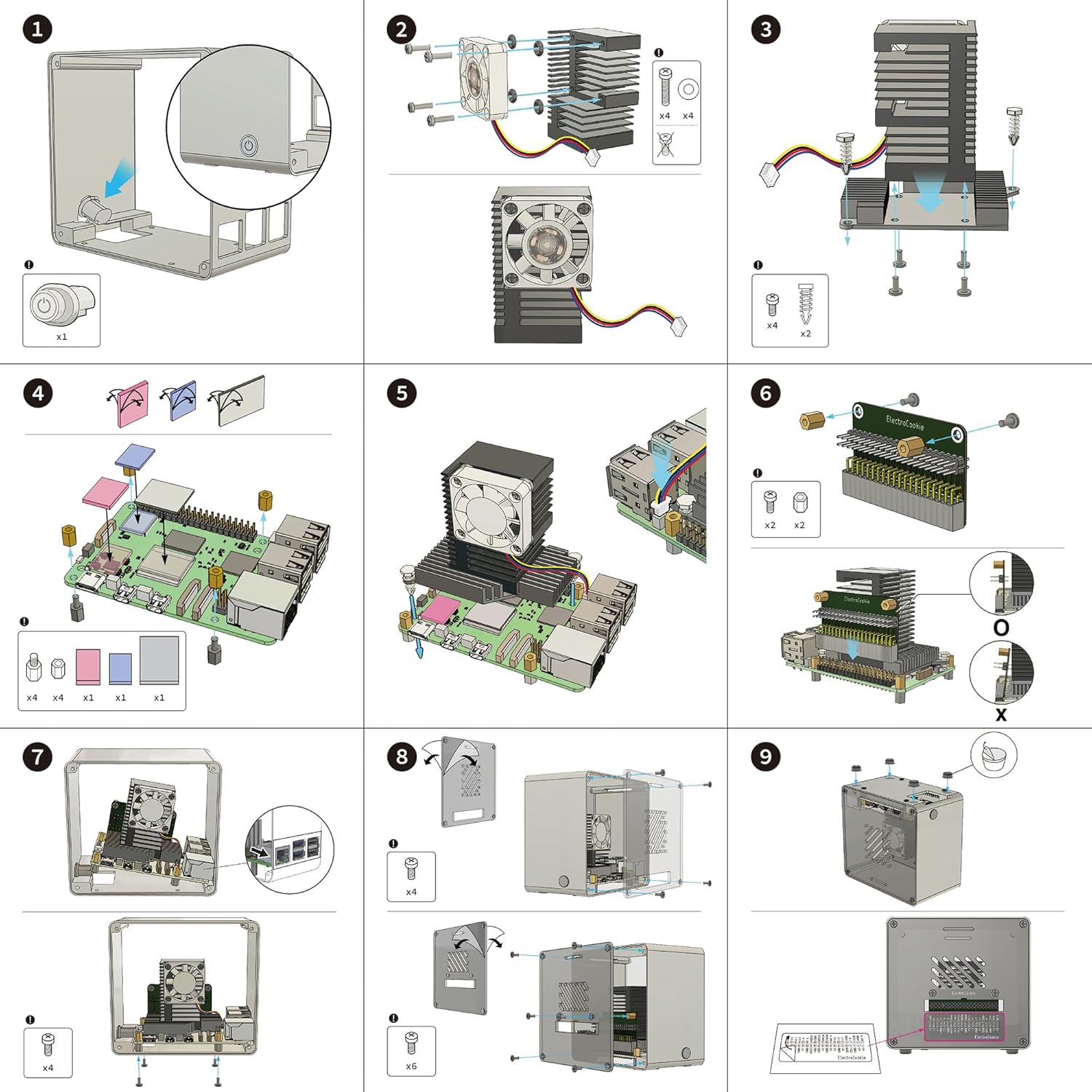 ElectroCookie ElectroCookie Raspberry Pi 5 Case Aluminum Mini Tower with Cooling Fan and Color Changing Ambient Light Black - View 7 of 9