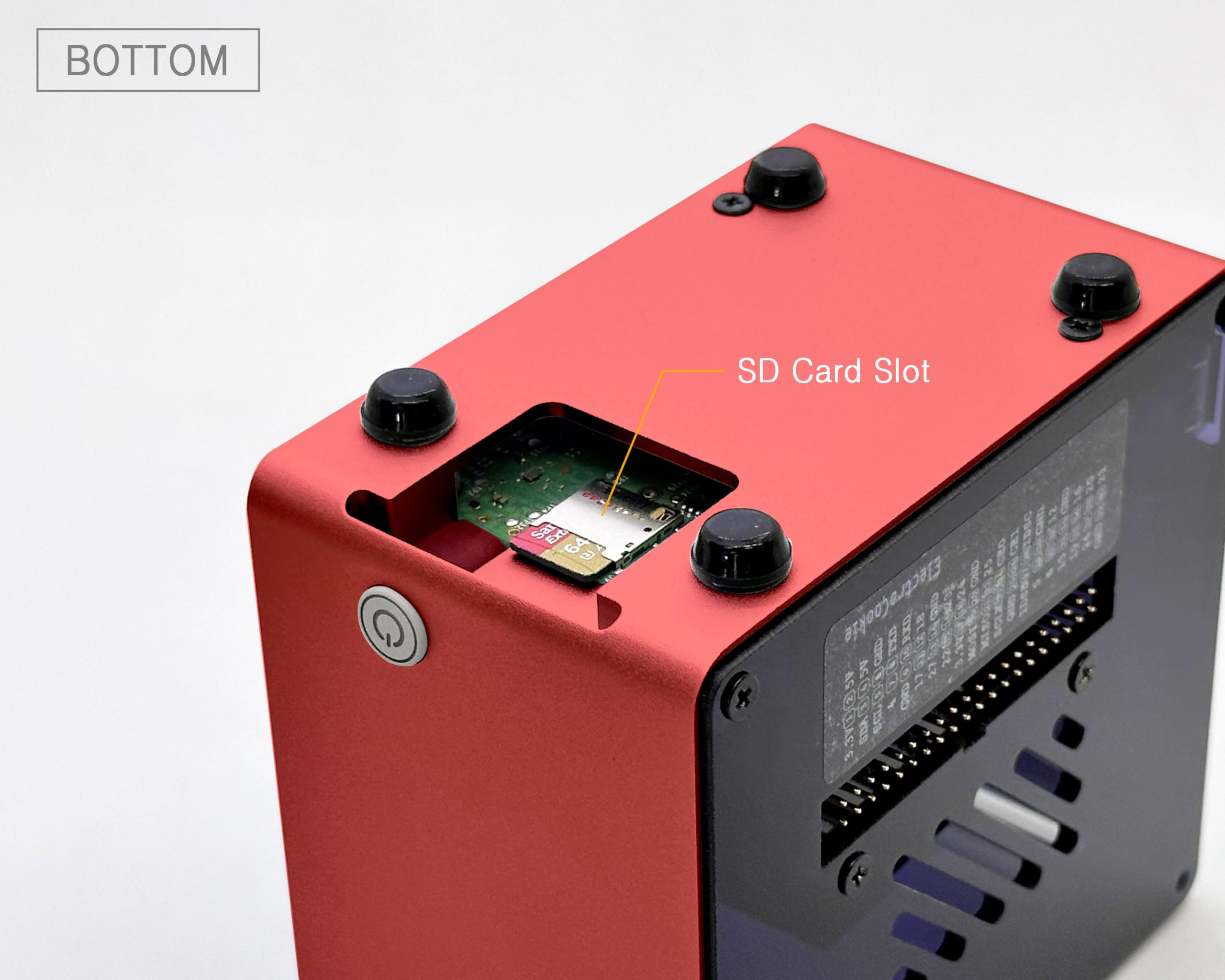 ElectroCookie ElectroCookie Raspberry Pi 5 Case Aluminum Mini Tower with Cooling Fan and Color Changing Ambient Light Red - View 5 of 8
