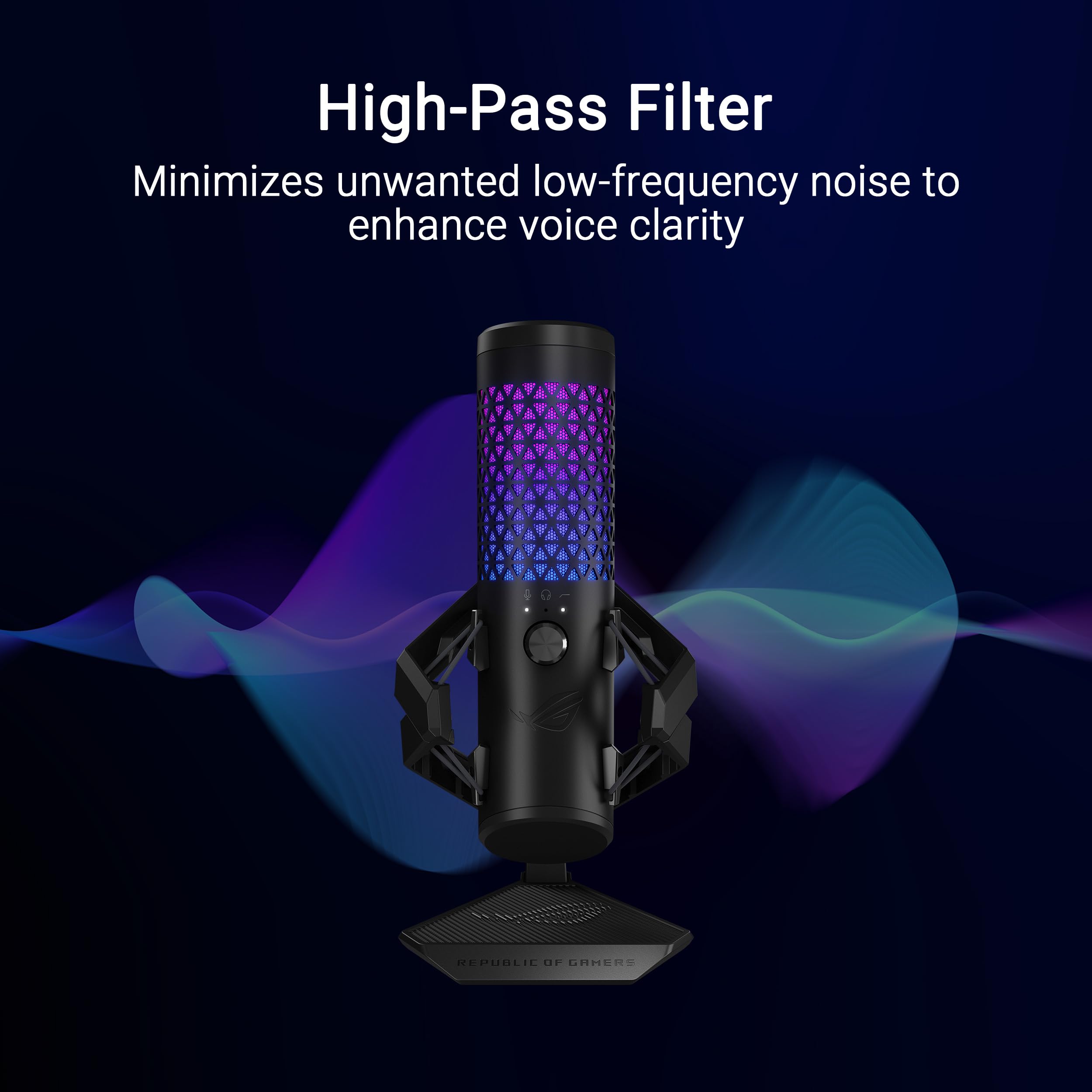 ASUS ASUS ROG Carnyx USB Gaming Microphone with 25mm Condenser Capsule and Aura Sync RGB for High-Quality Streaming and Recording - View 3 of 9
