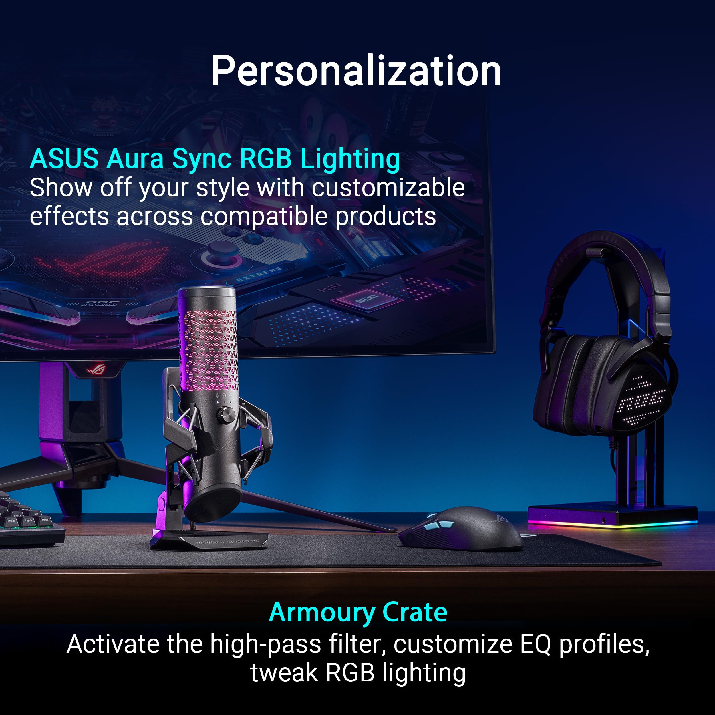 ASUS ASUS ROG Carnyx USB Gaming Microphone with 25mm Condenser Capsule and Aura Sync RGB for High-Quality Streaming and Recording - View 7 of 9